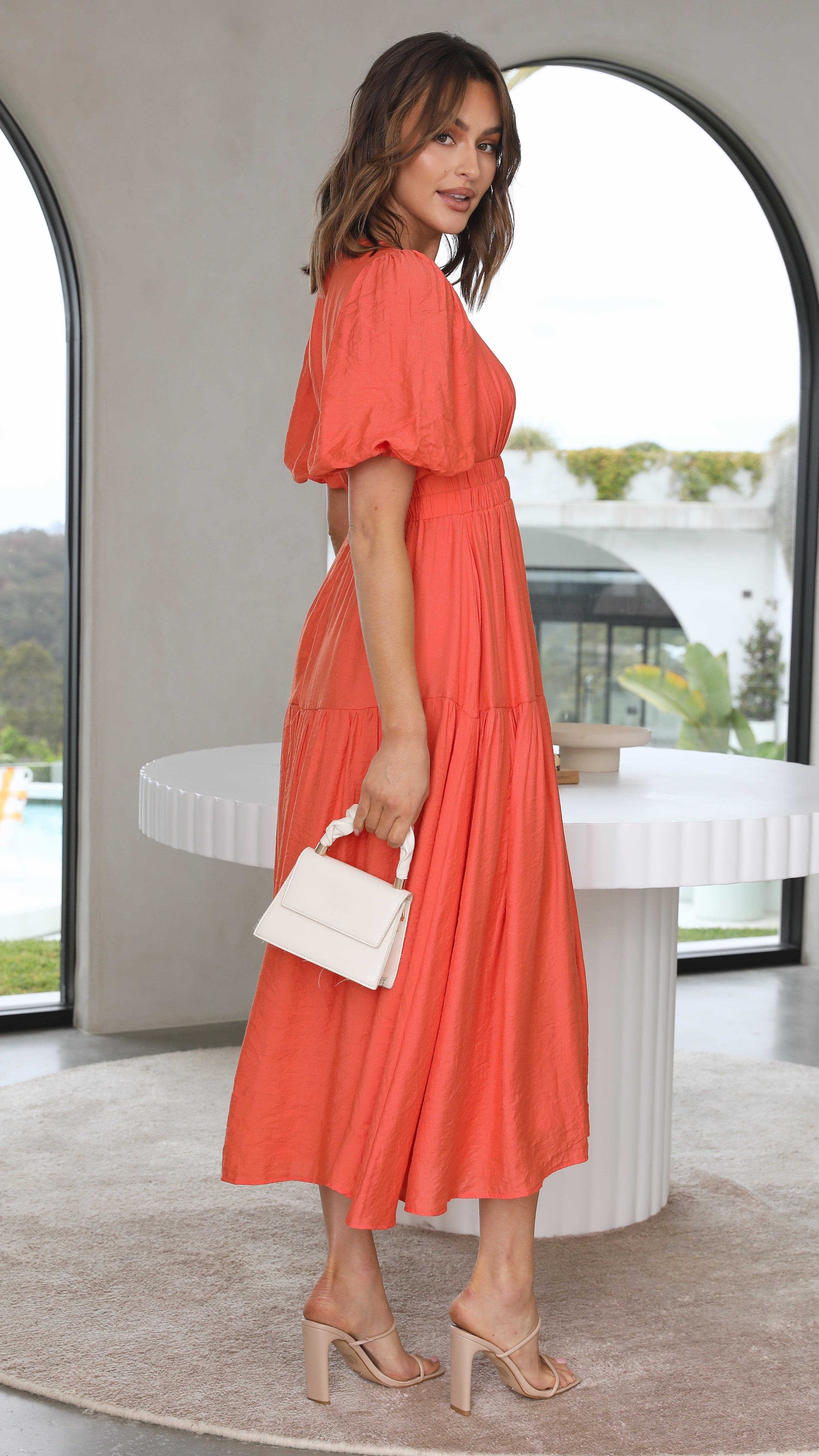 Erin Midi Dress - Melon-Sunshines Bliss