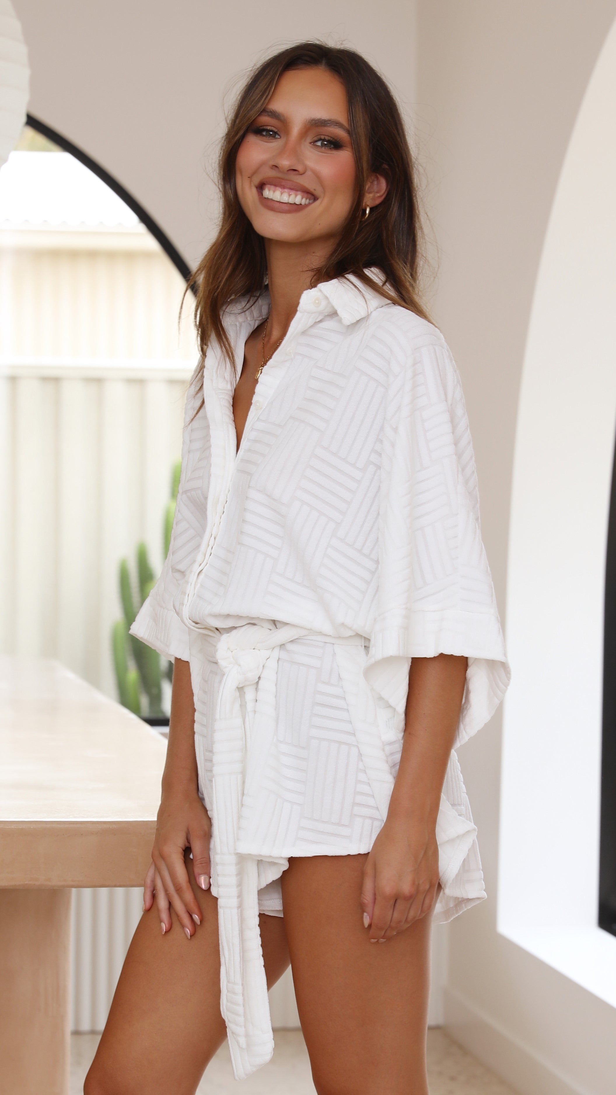 Angie Playsuit - White-Sunshines Bliss