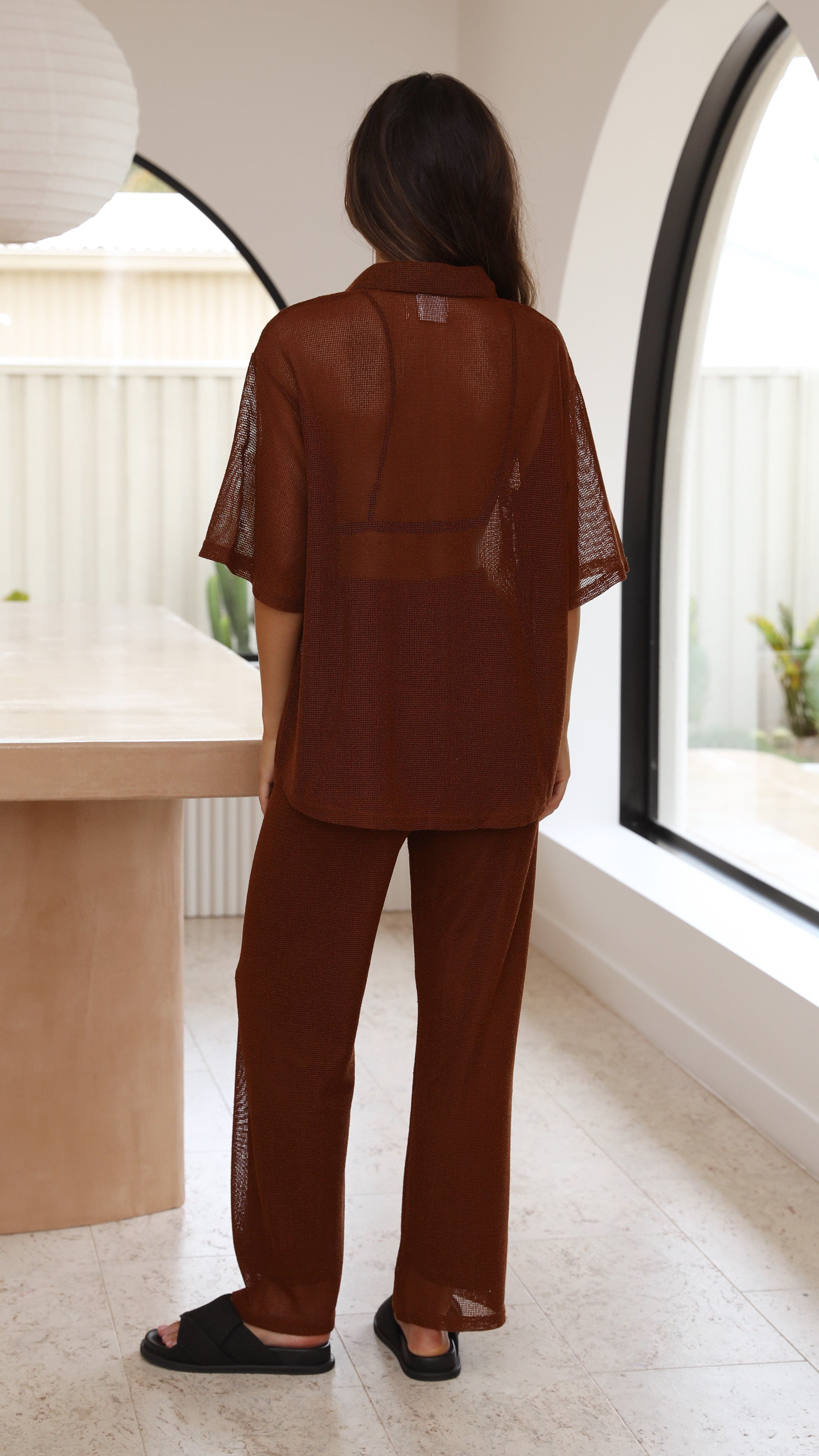 Trina Shirt and Pants Set - Chocolate-Sunshines Bliss