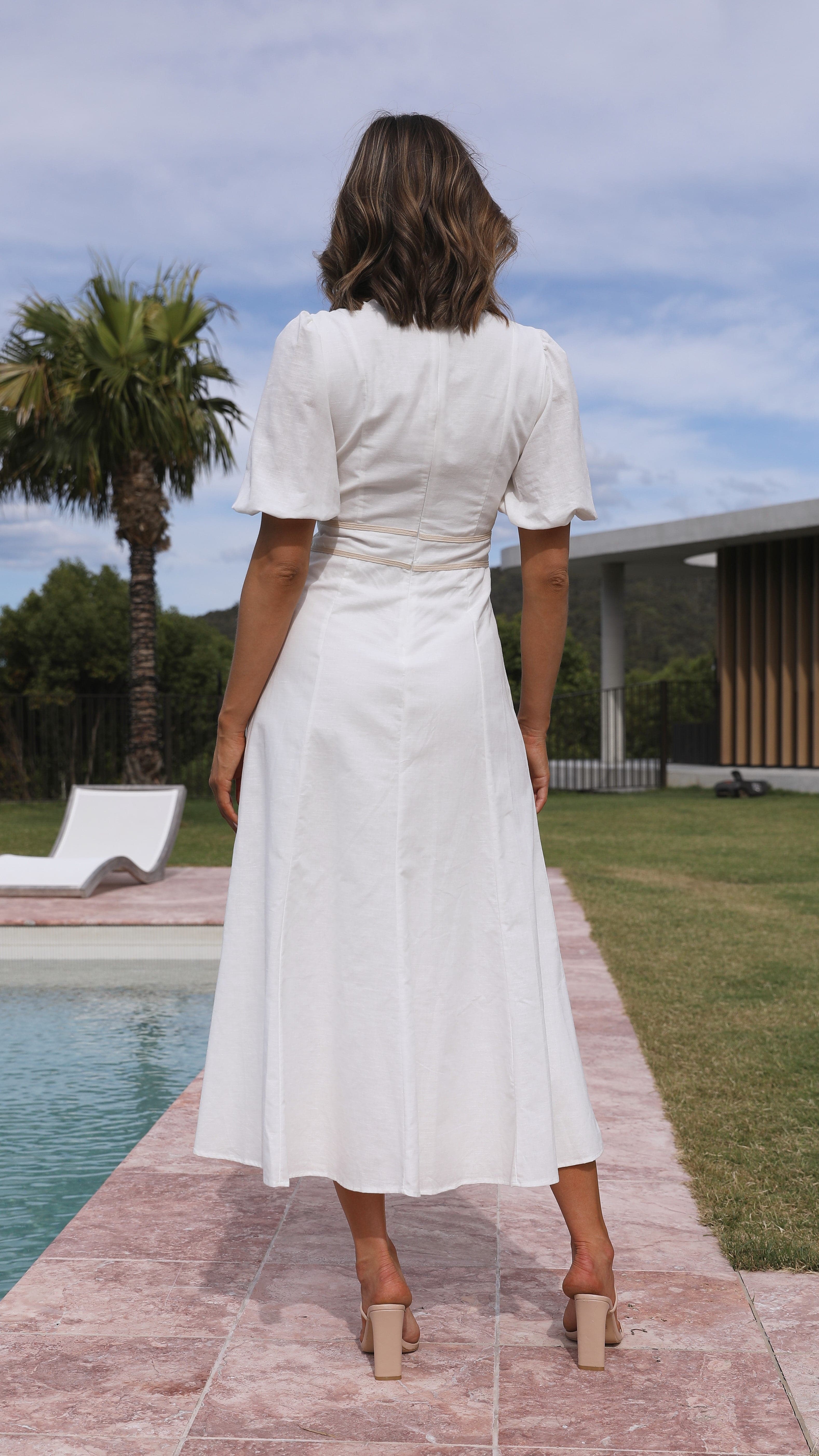 Sweetie Midi Dress - White-Sunshines Bliss