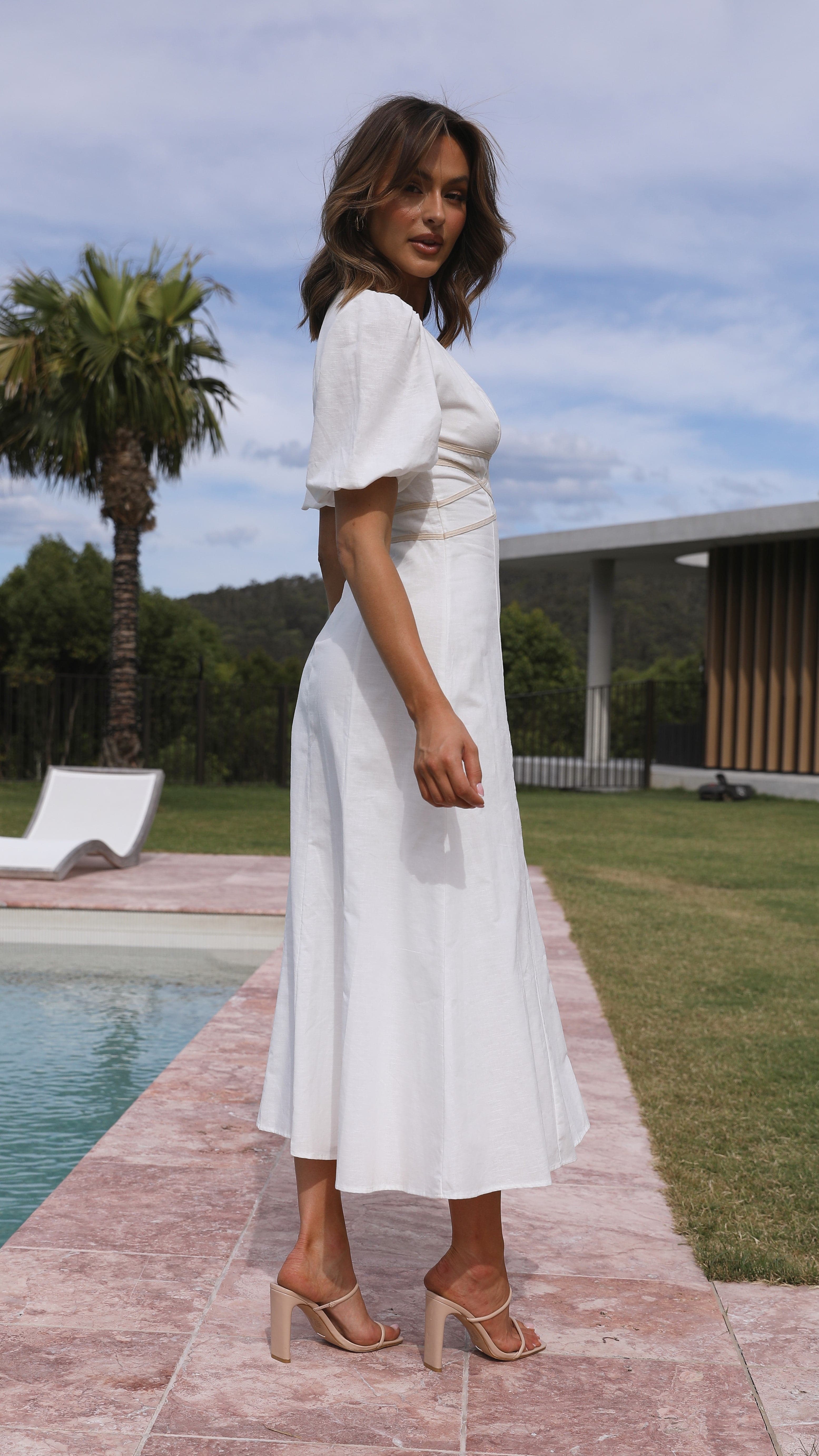 Sweetie Midi Dress - White-Sunshines Bliss