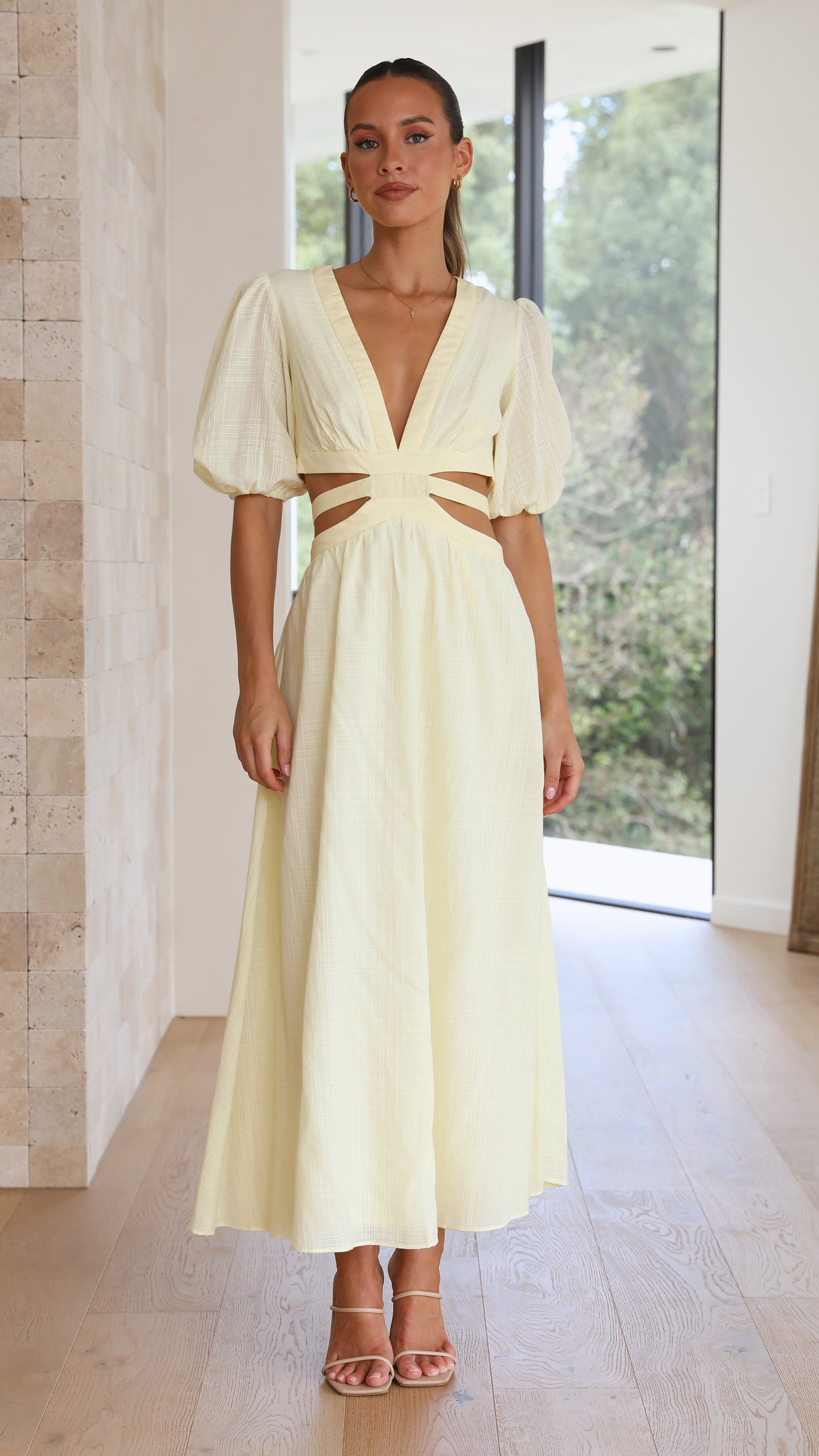 Temika Midi Dress - Yellow-Sunshines Bliss