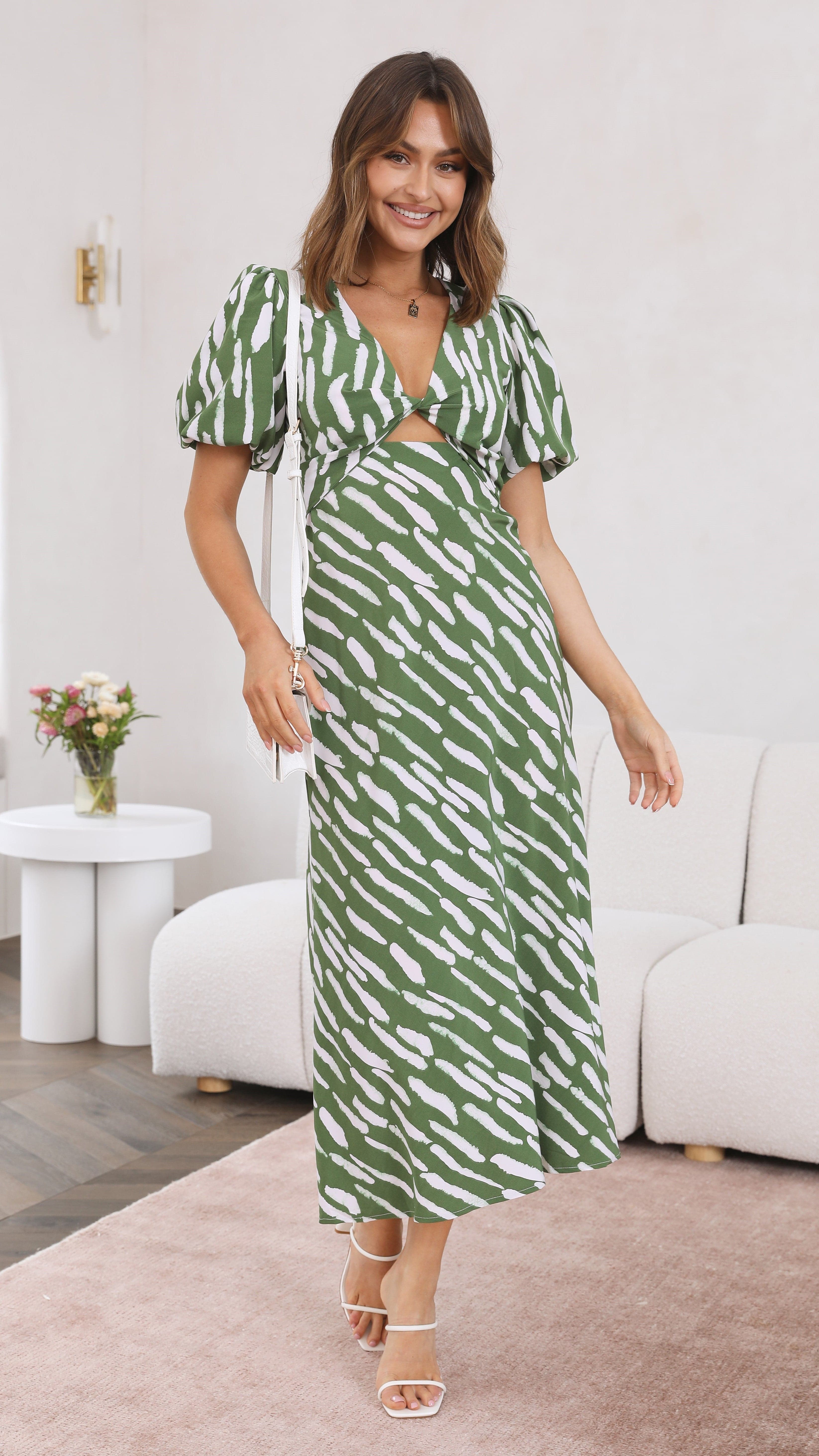 Paysley Midi Dress - Sage-Sunshines Bliss