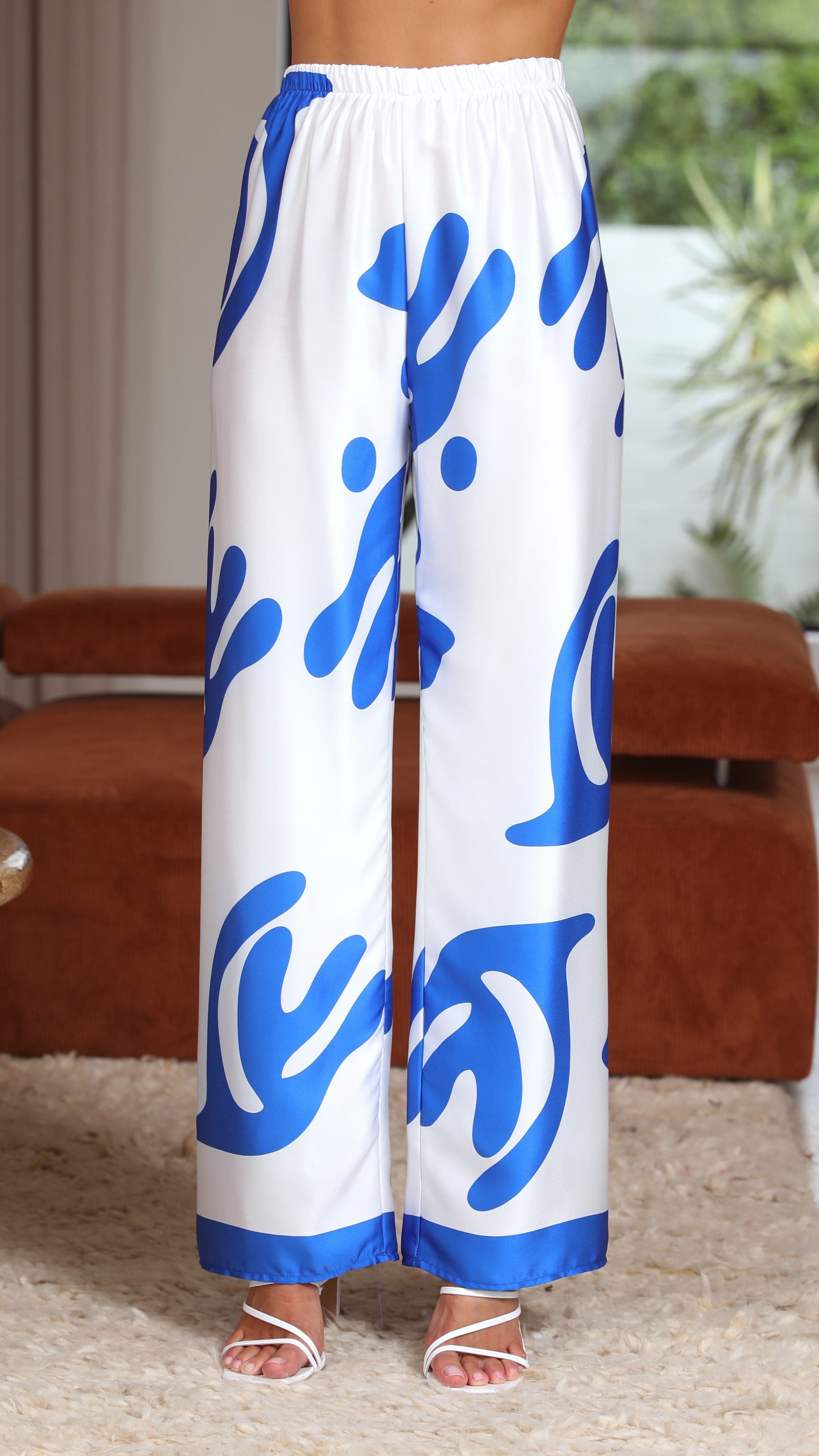 Bailie Shirt and Pants Set - Blue/White-Sunshines Bliss