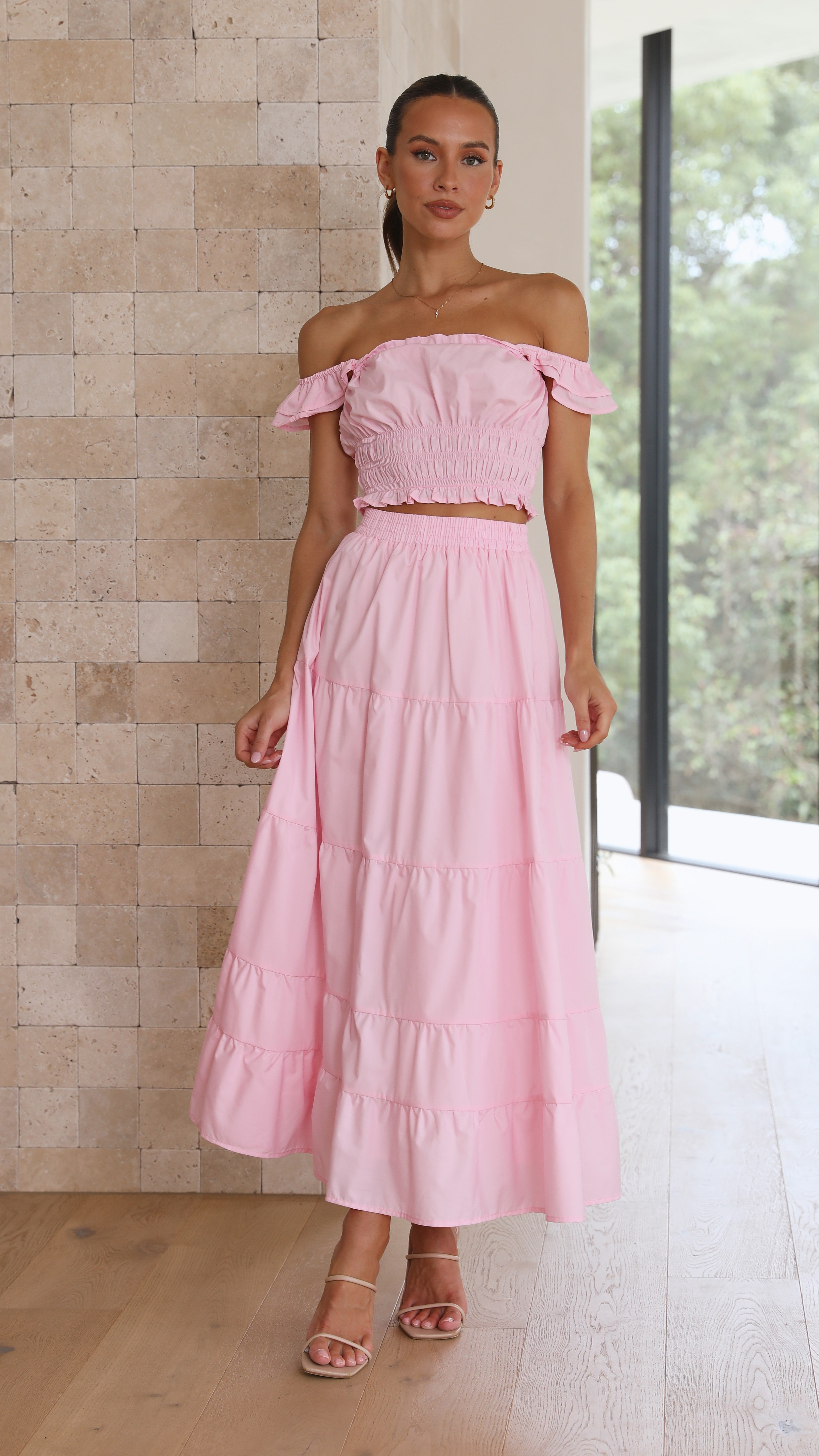 Sarita Crop Top - Pink-Sunshines Bliss