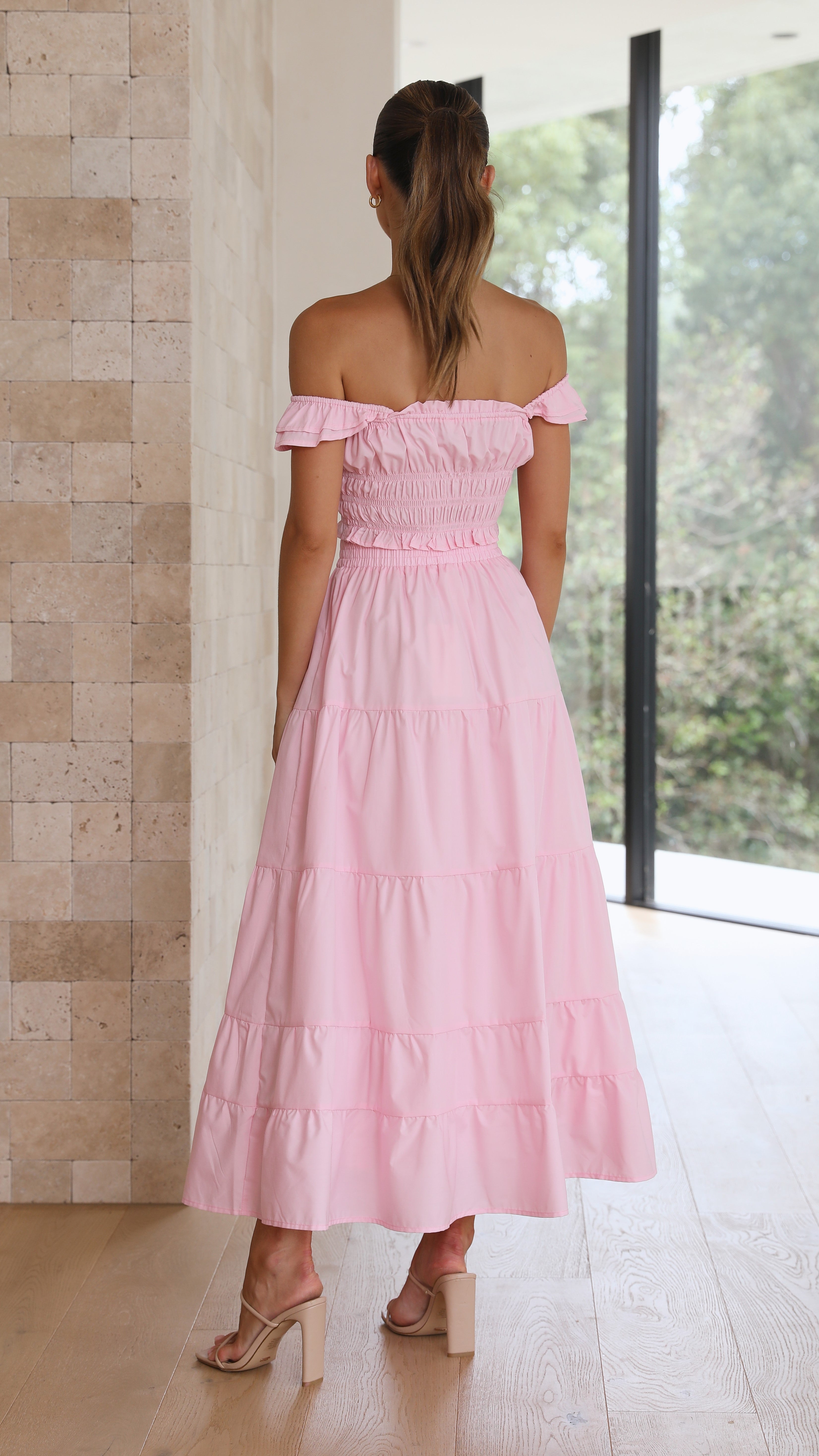 Sarita Midi Skirt - Pink-Sunshines Bliss