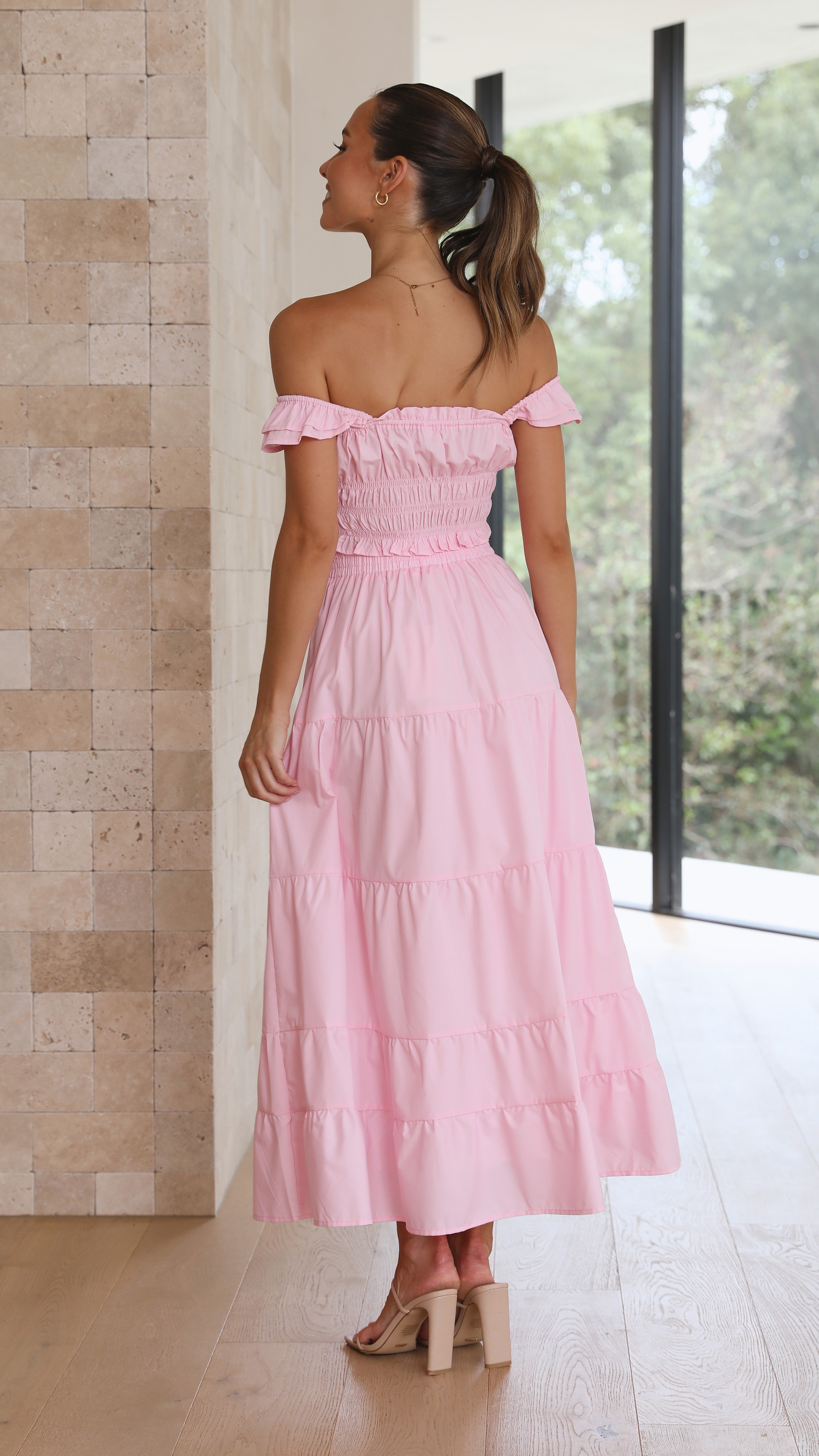 Sarita Midi Skirt - Pink-Sunshines Bliss