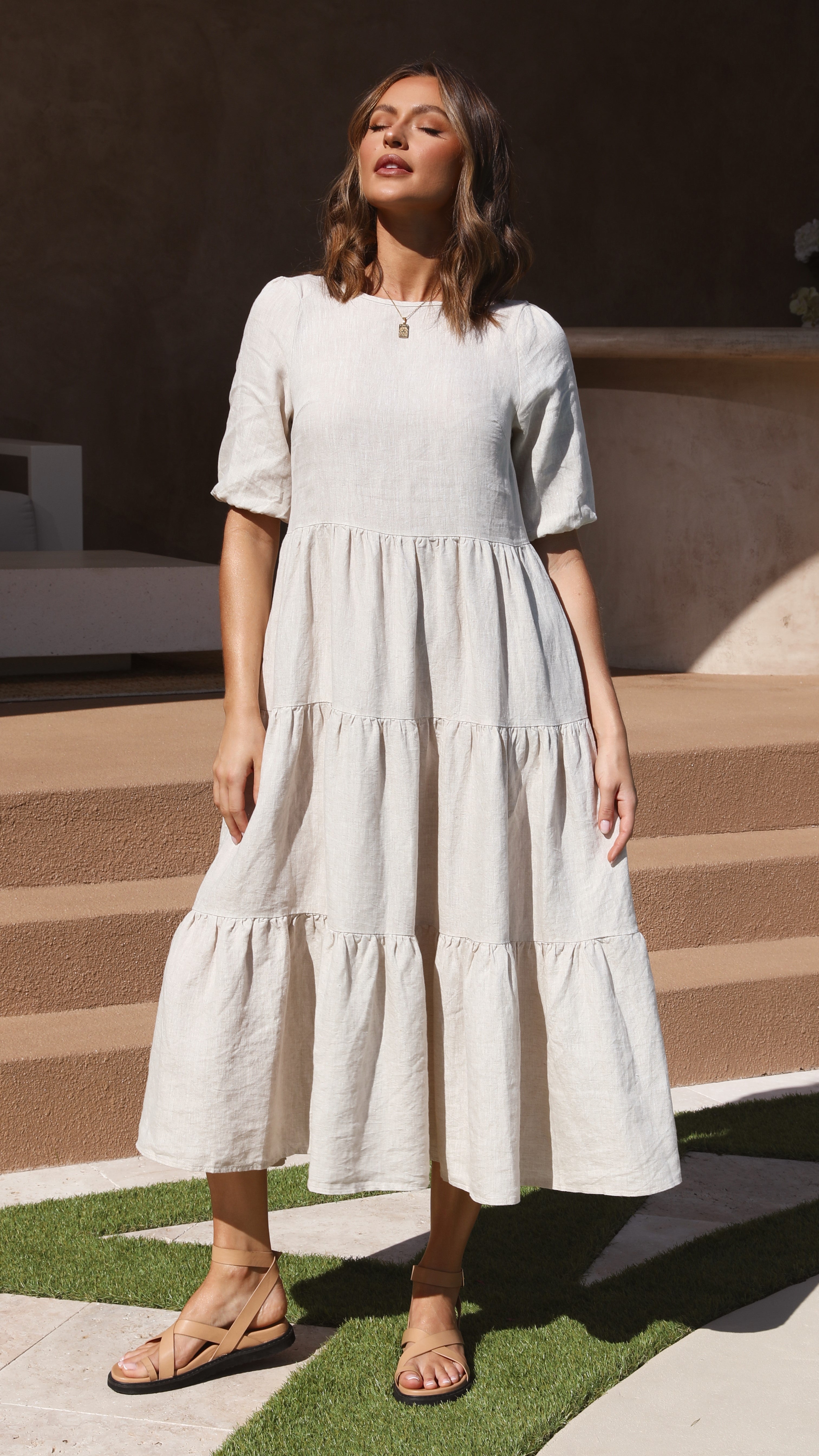 Dahlia Maxi Dress - Natural-Sunshines Bliss