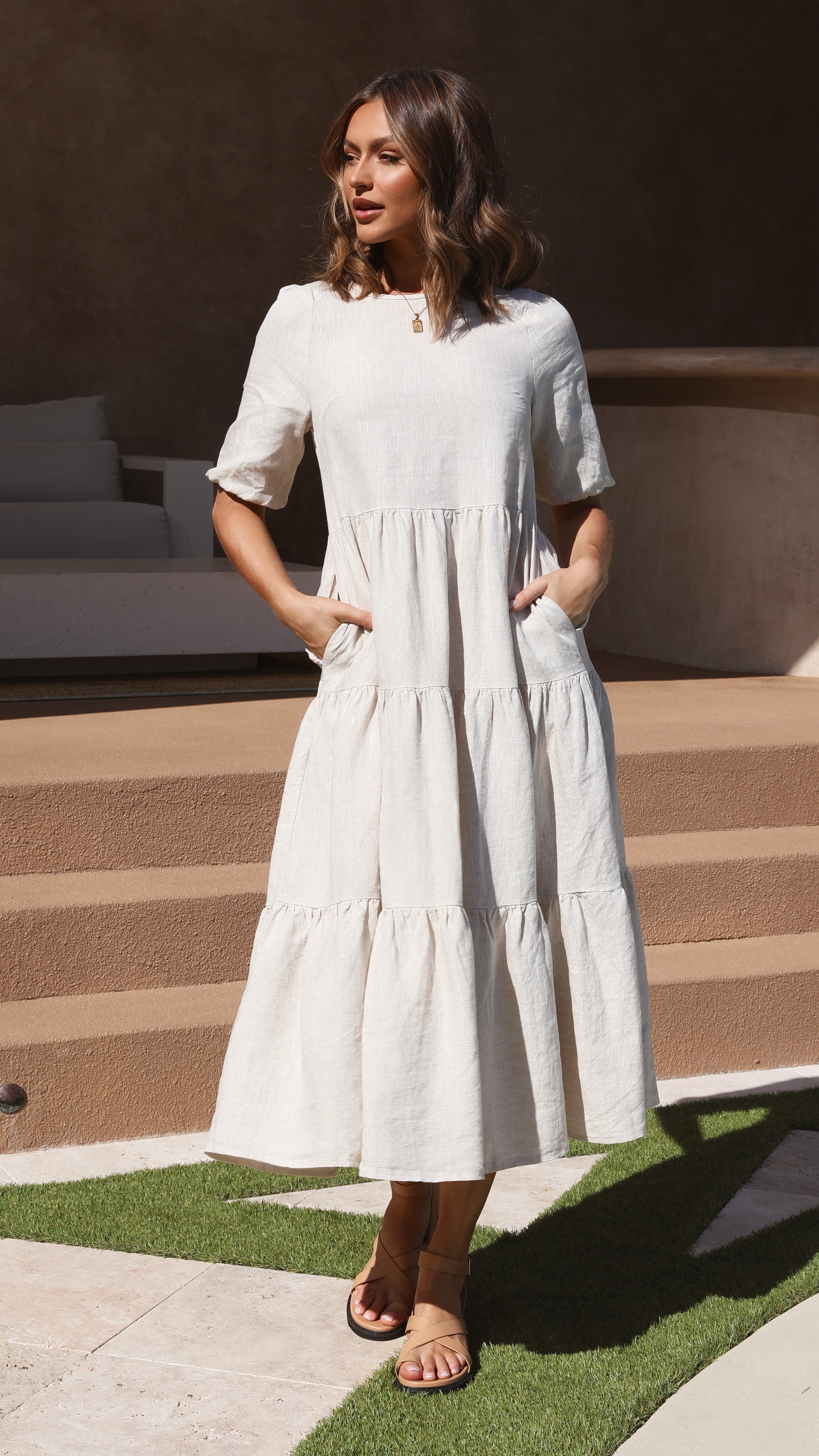 Dahlia Maxi Dress - Natural-Sunshines Bliss
