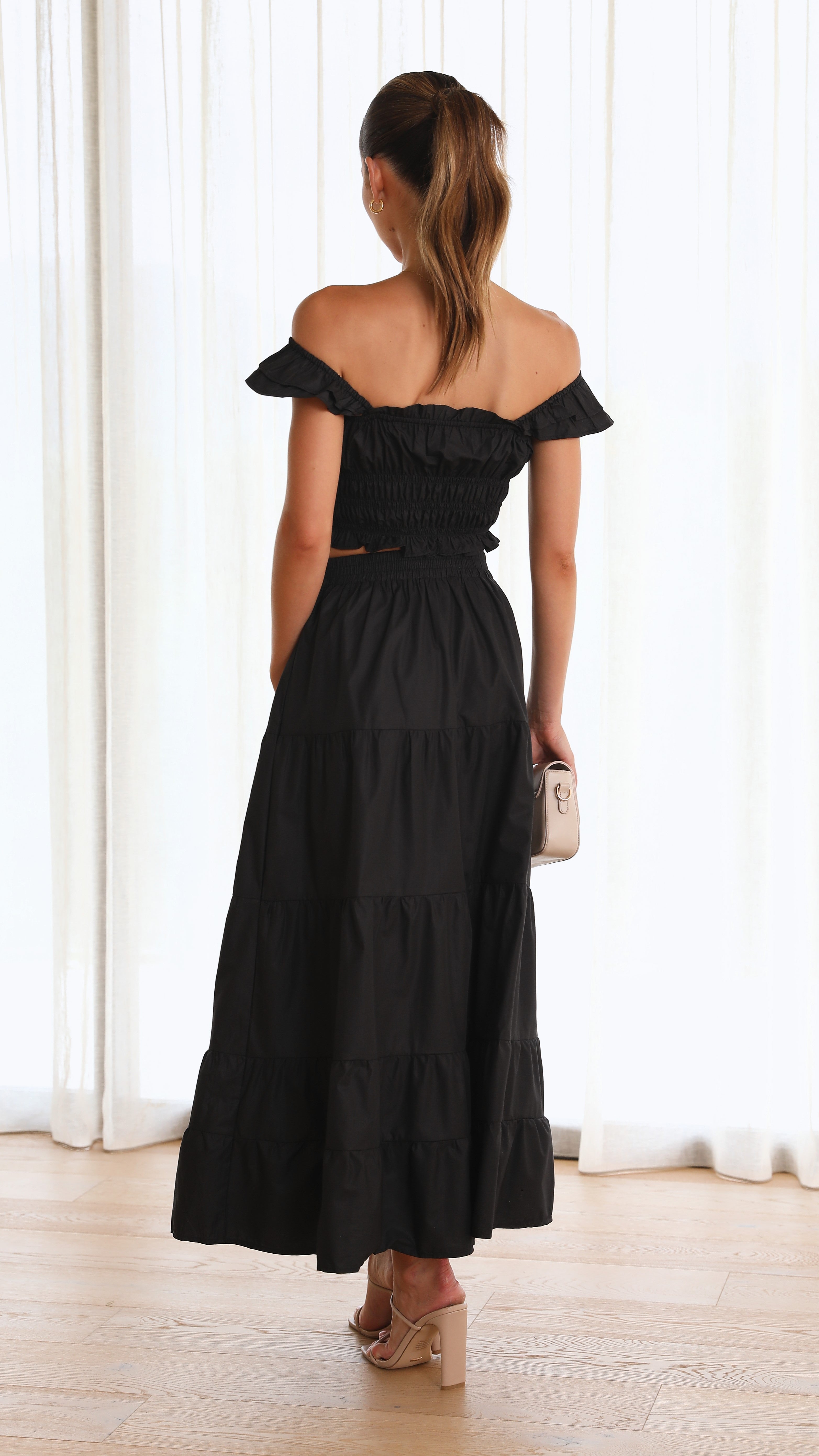 Sarita Midi Skirt - Black-Sunshines Bliss