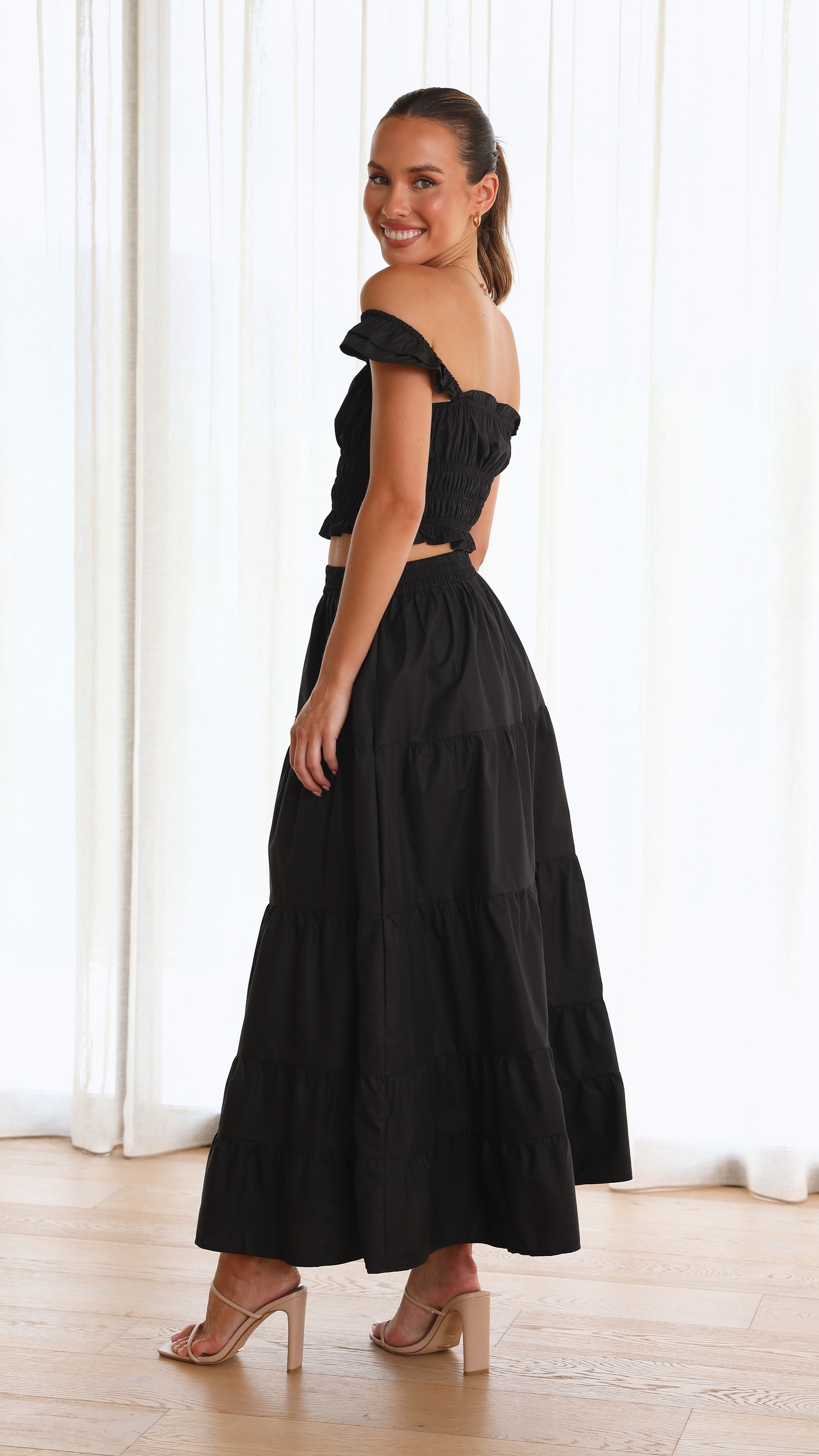 Sarita Midi Skirt - Black-Sunshines Bliss