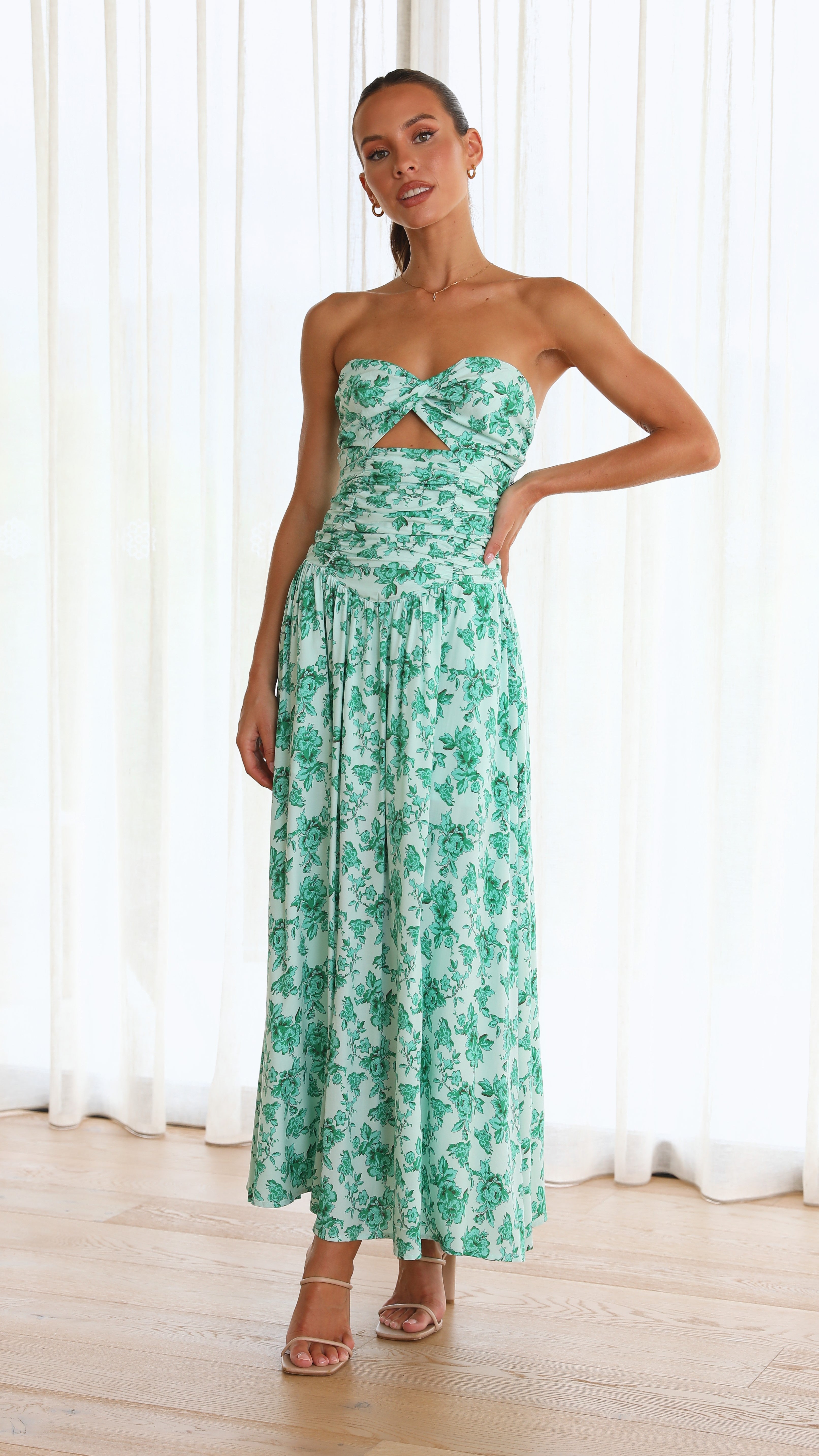 Mika Maxi Dress - Green Floral-Sunshines Bliss
