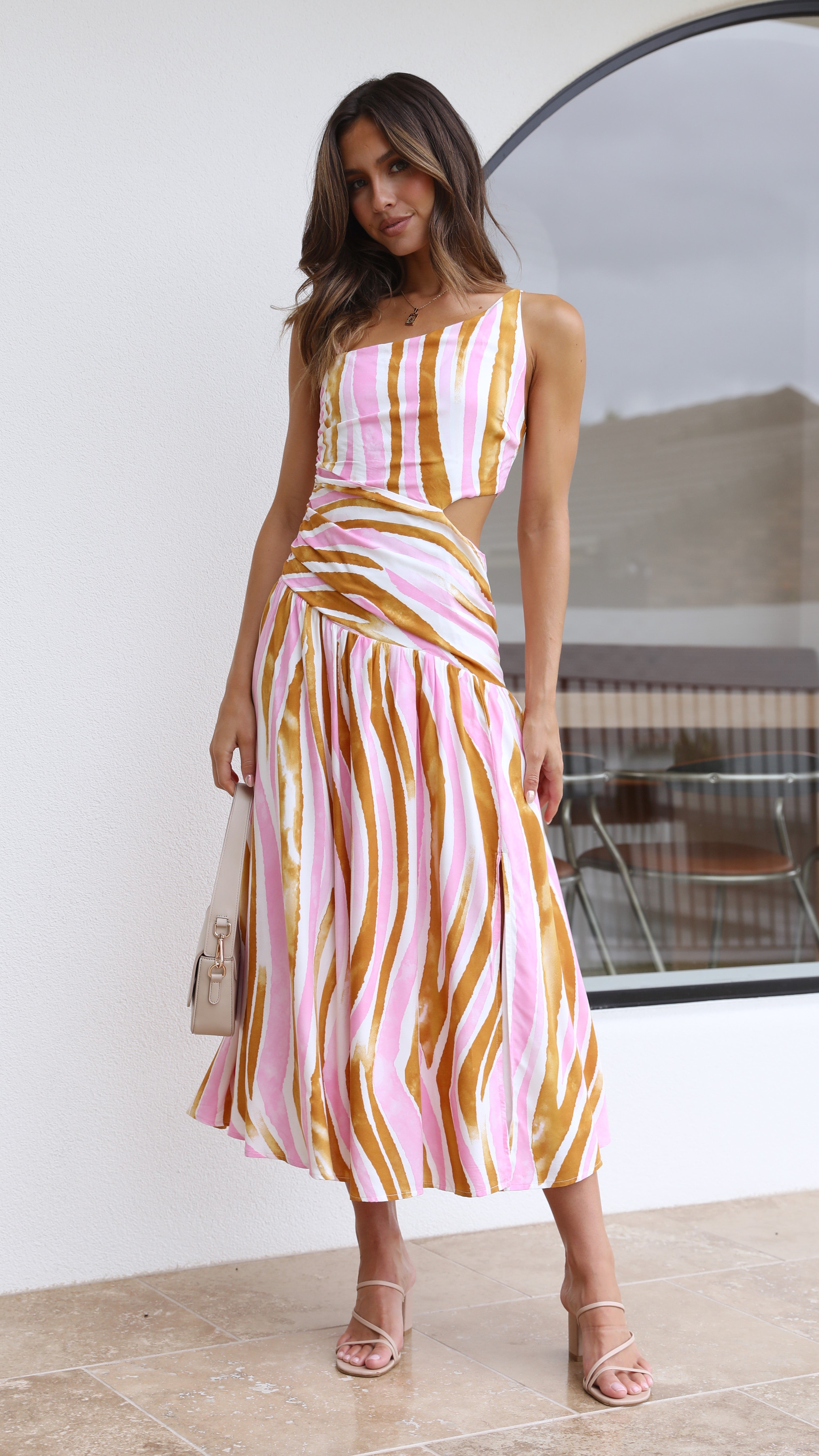 Margarita Maxi Dress - Pink/Brown-Sunshines Bliss