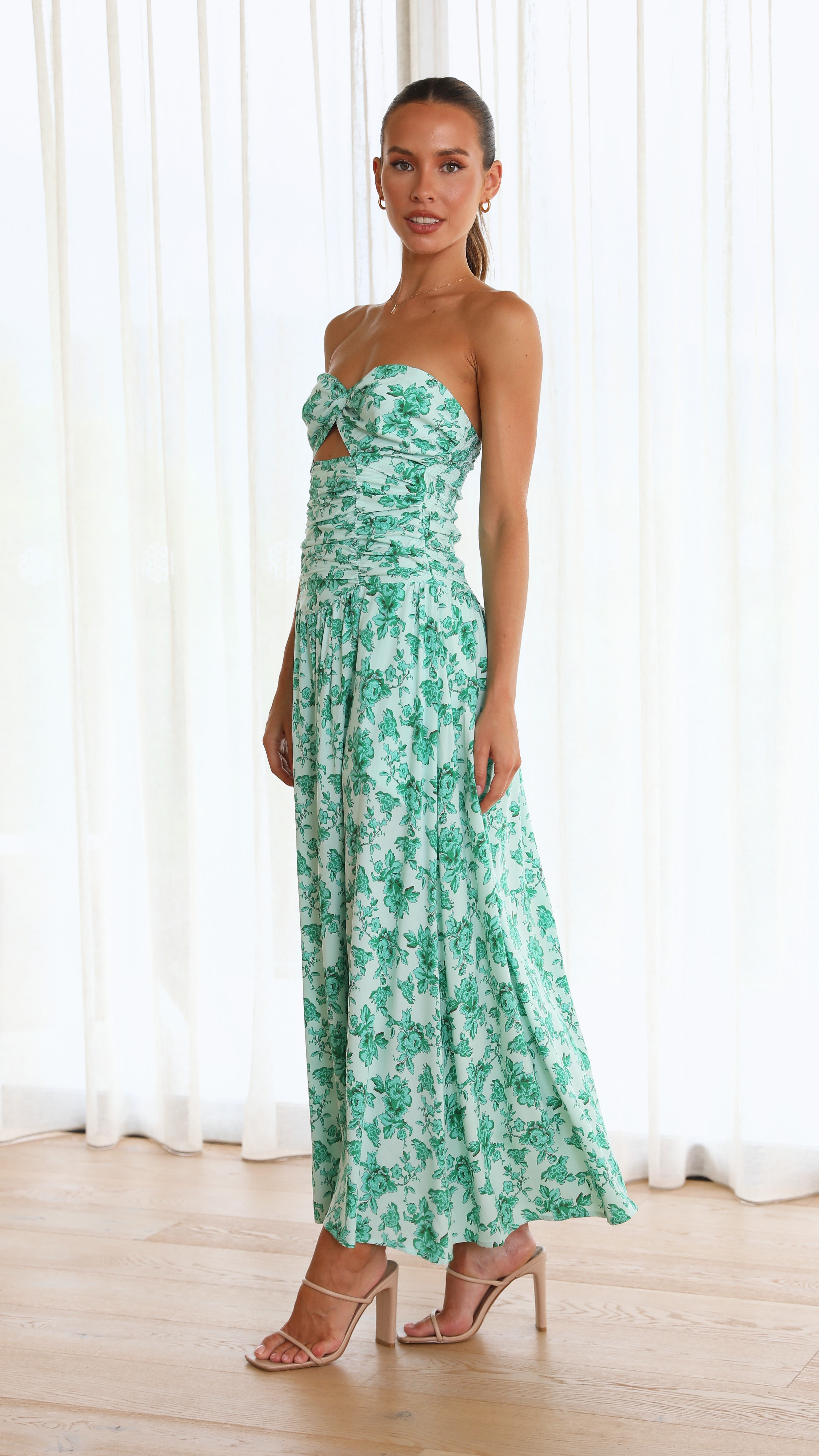 Mika Maxi Dress - Green Floral-Sunshines Bliss