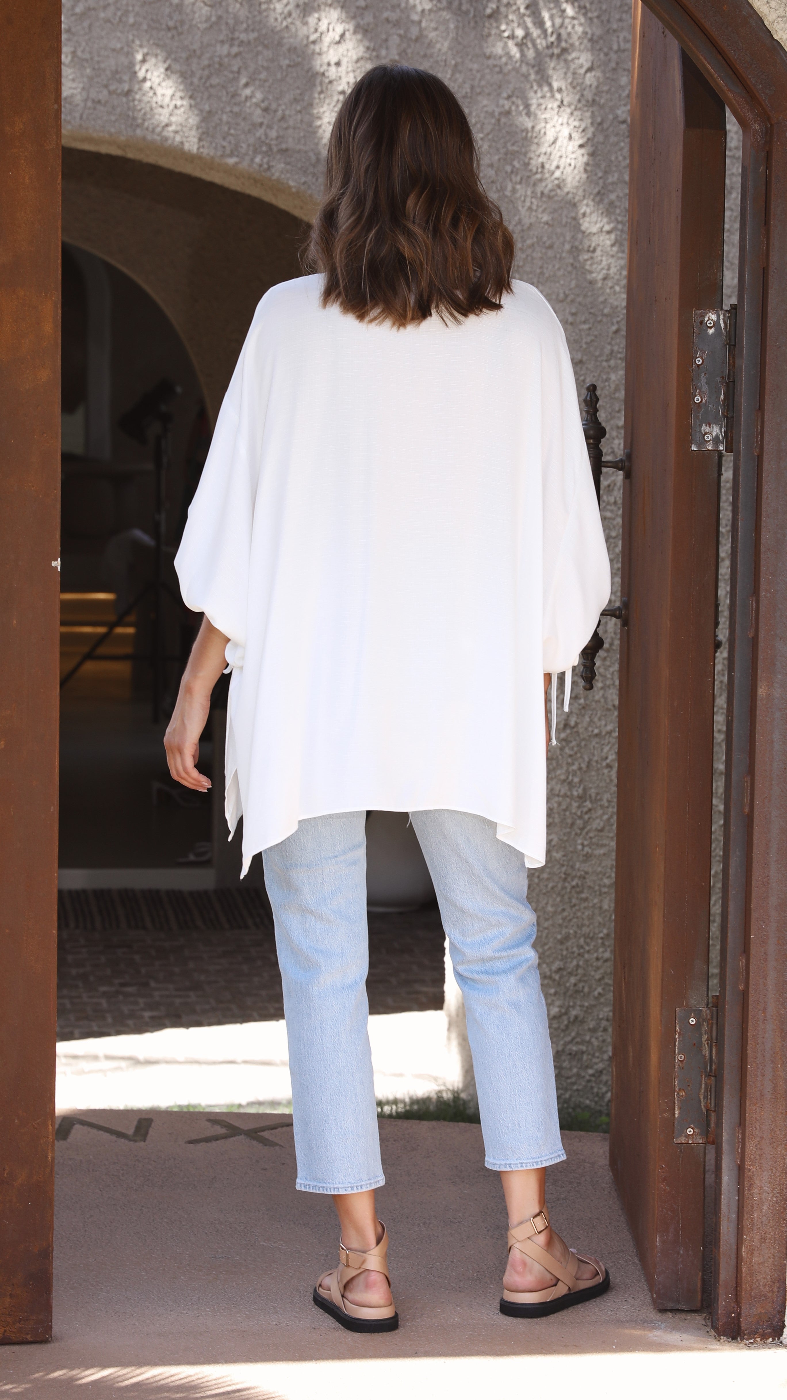 Terri Button Up Top - White-Sunshines Bliss