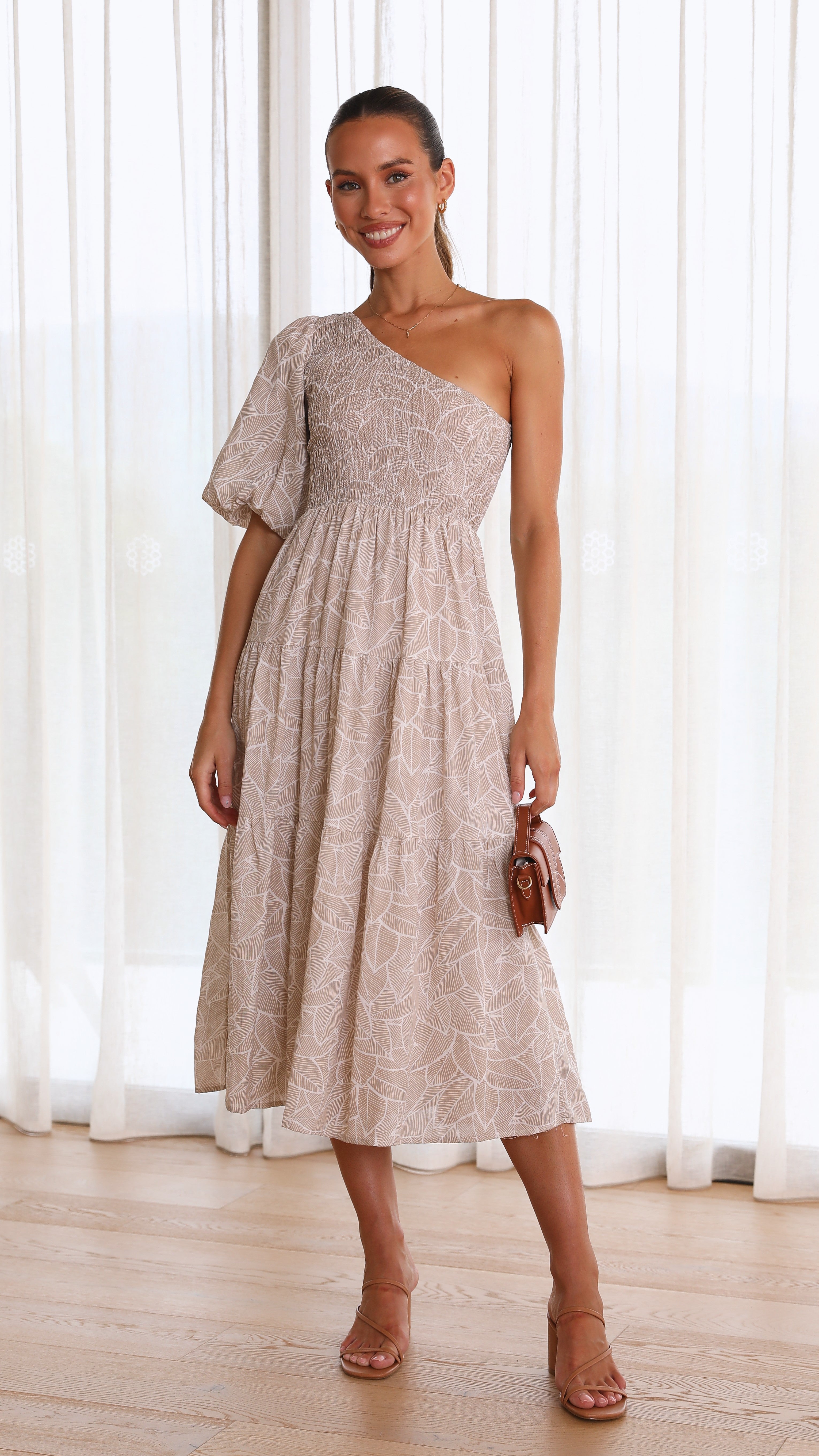 Mika Midi Dress - Beige-Sunshines Bliss