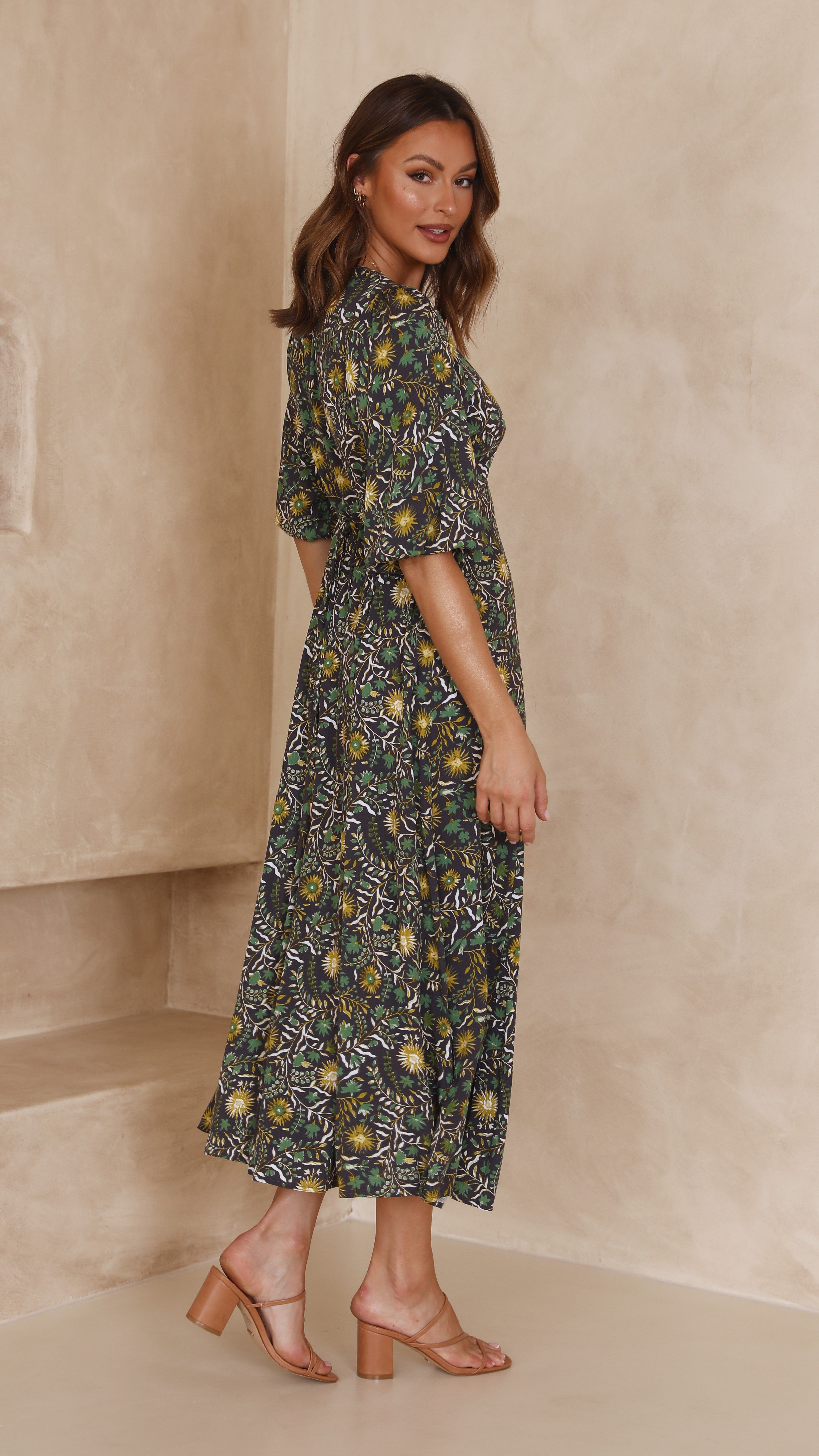 Chera Maxi Dress - Yellow/Green Floral-Sunshines Bliss