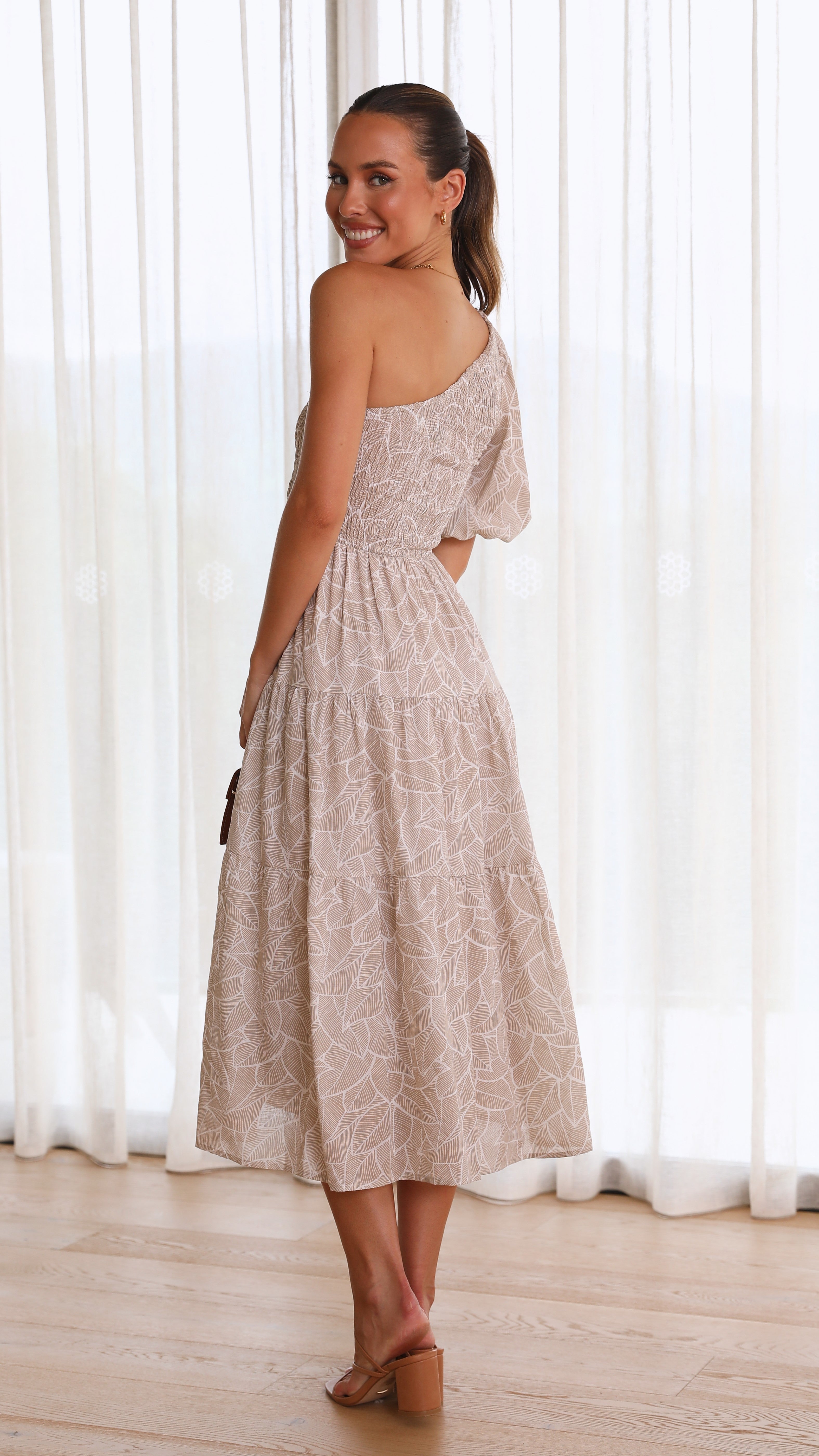 Mika Midi Dress - Beige-Sunshines Bliss