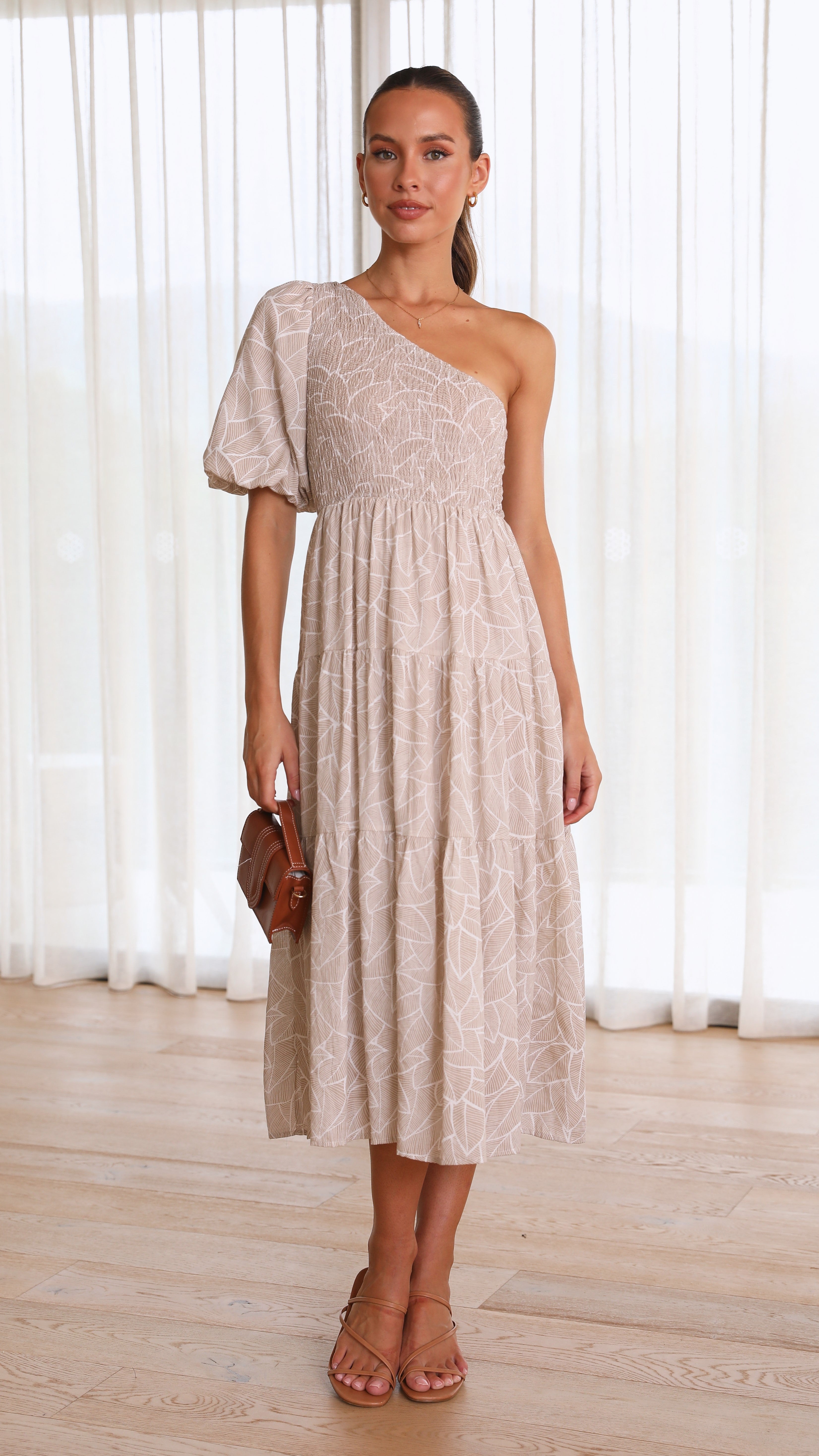 Mika Midi Dress - Beige-Sunshines Bliss