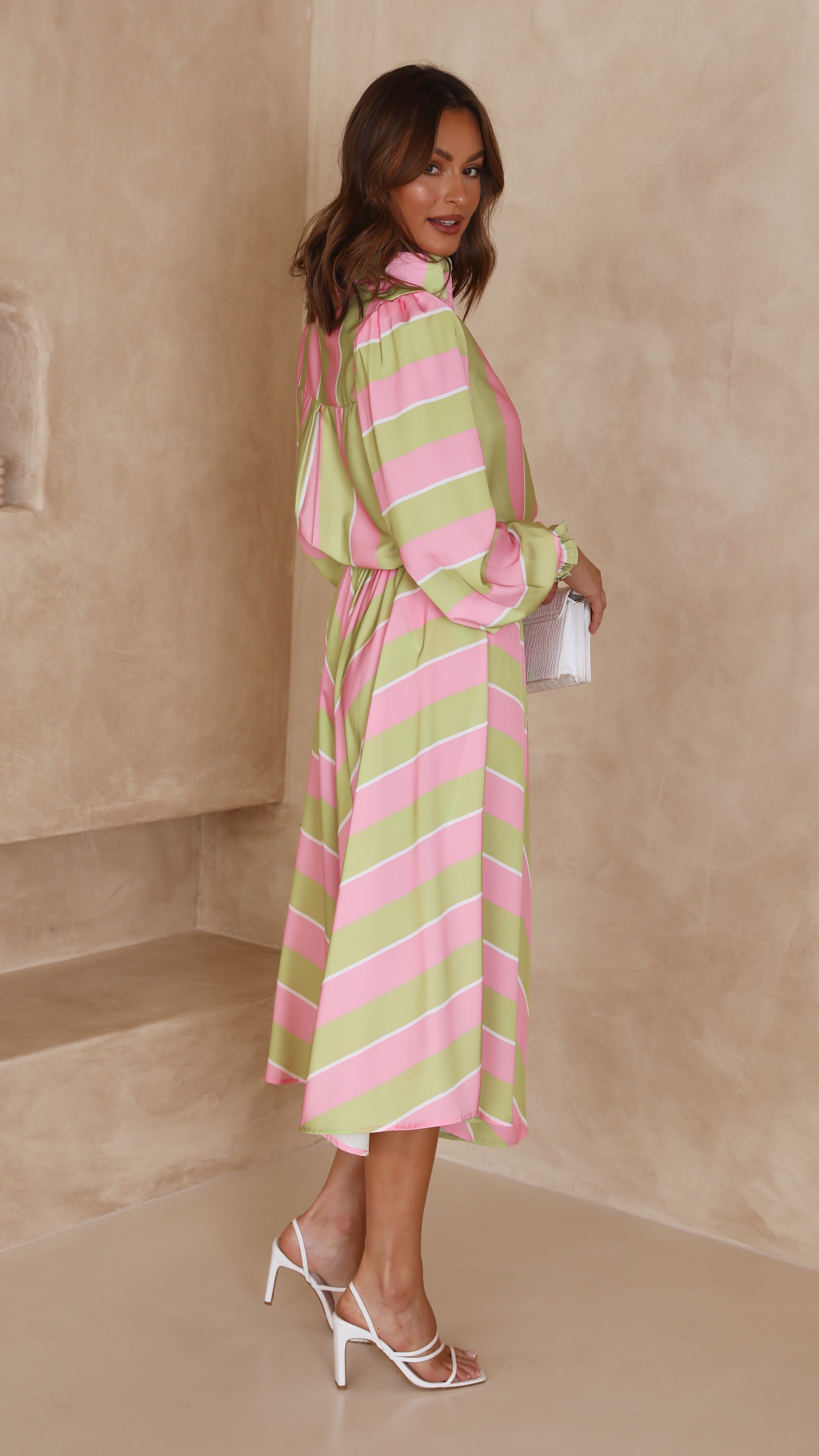 Tammie Long Sleeved Top - Pink/Green Stripe-Sunshines Bliss