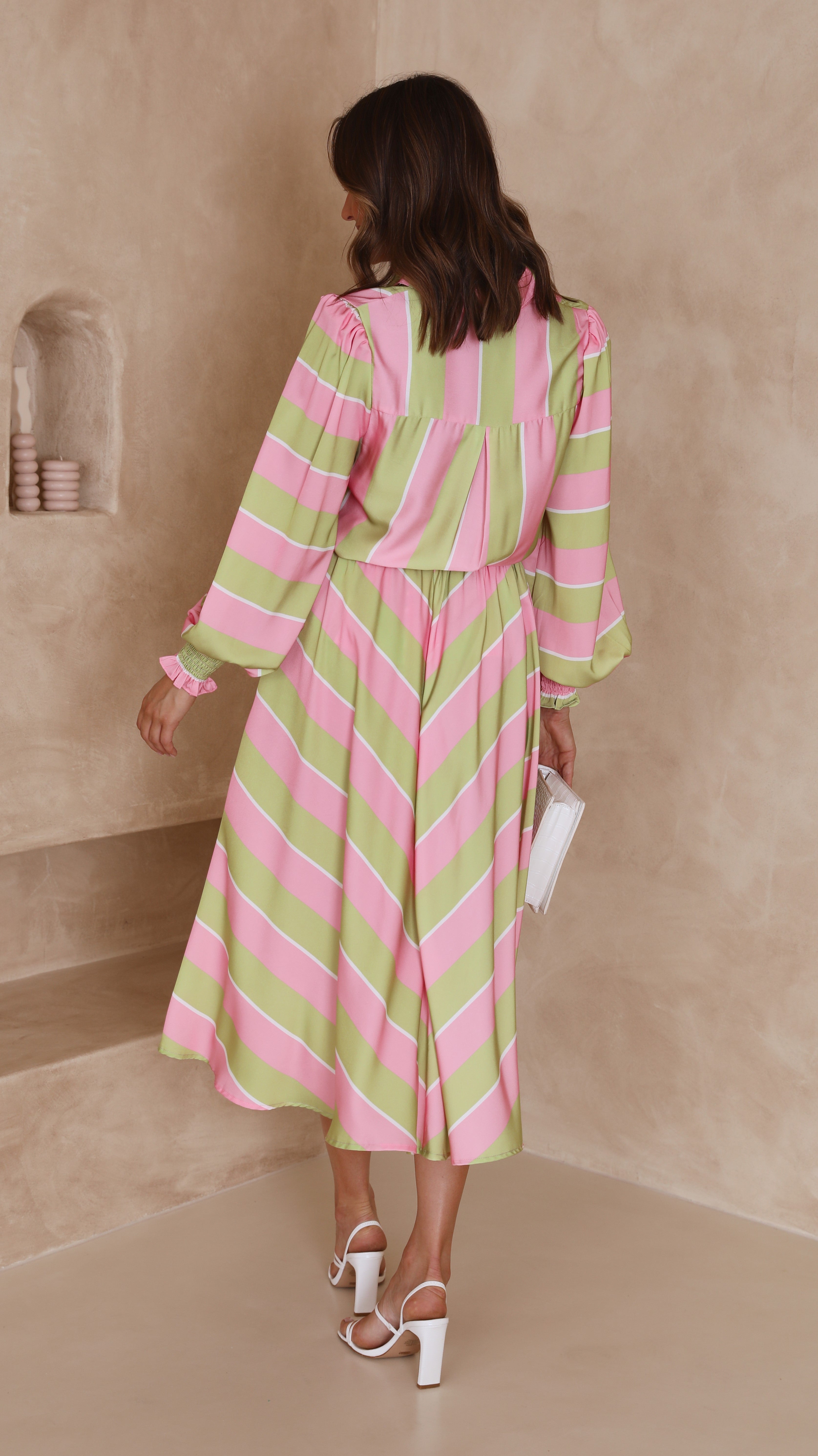 Tammie Maxi Skirt - Pink/Green Stripe-Sunshines Bliss