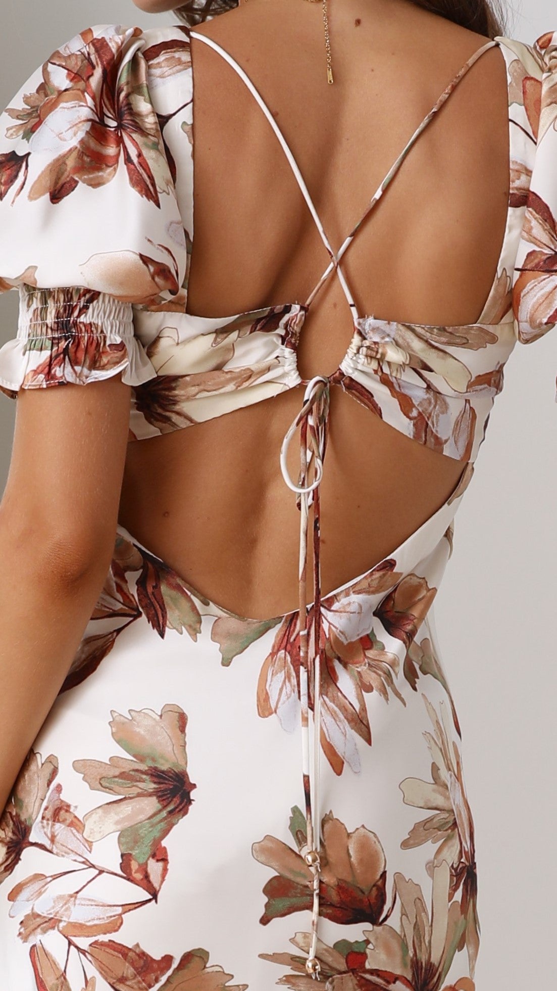 Irena Midi Dress - Brown Floral-Sunshines Bliss