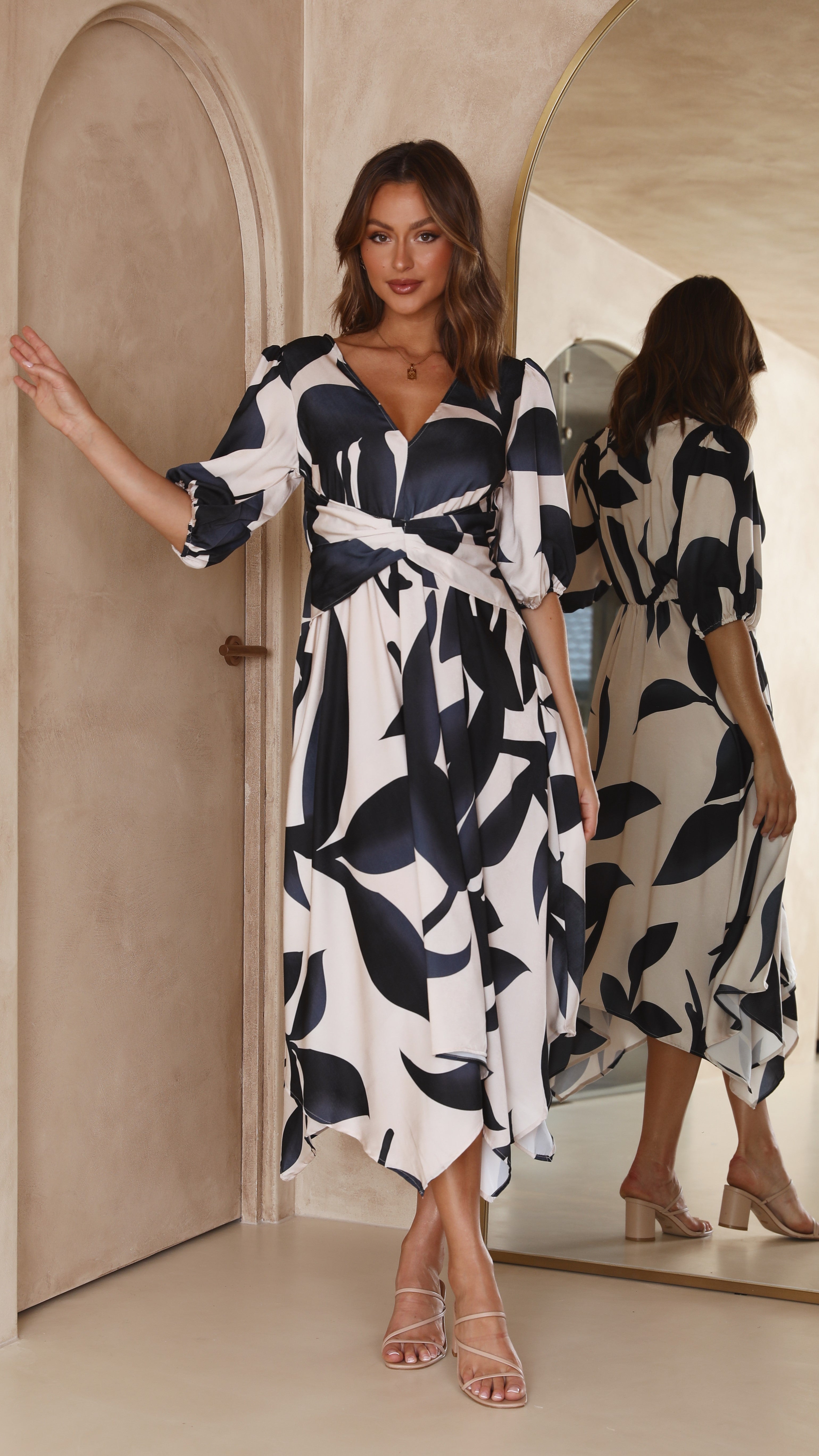 Dontella Midi Dress - Black/Champagne-Sunshines Bliss