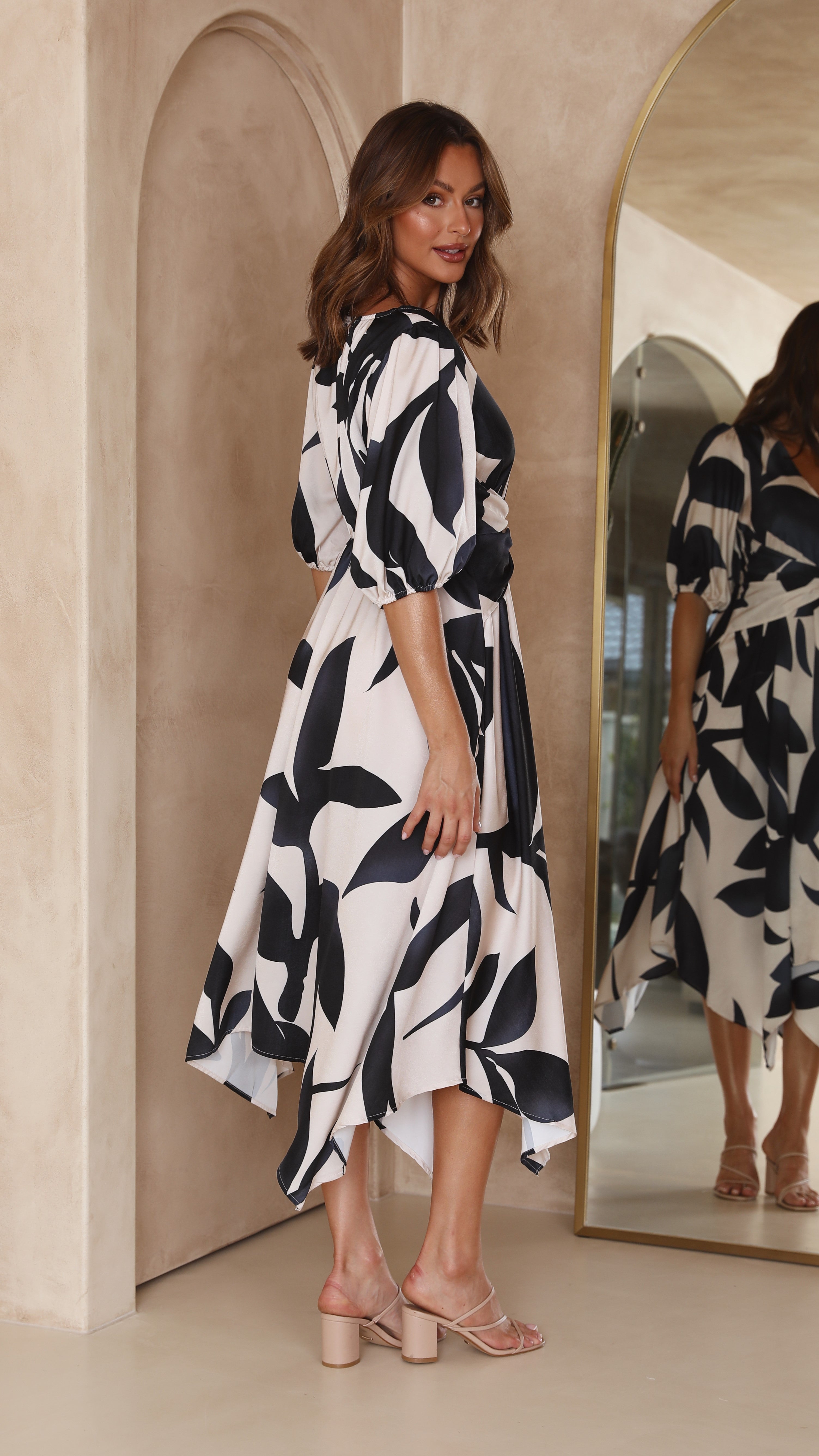 Dontella Midi Dress - Black/Champagne-Sunshines Bliss