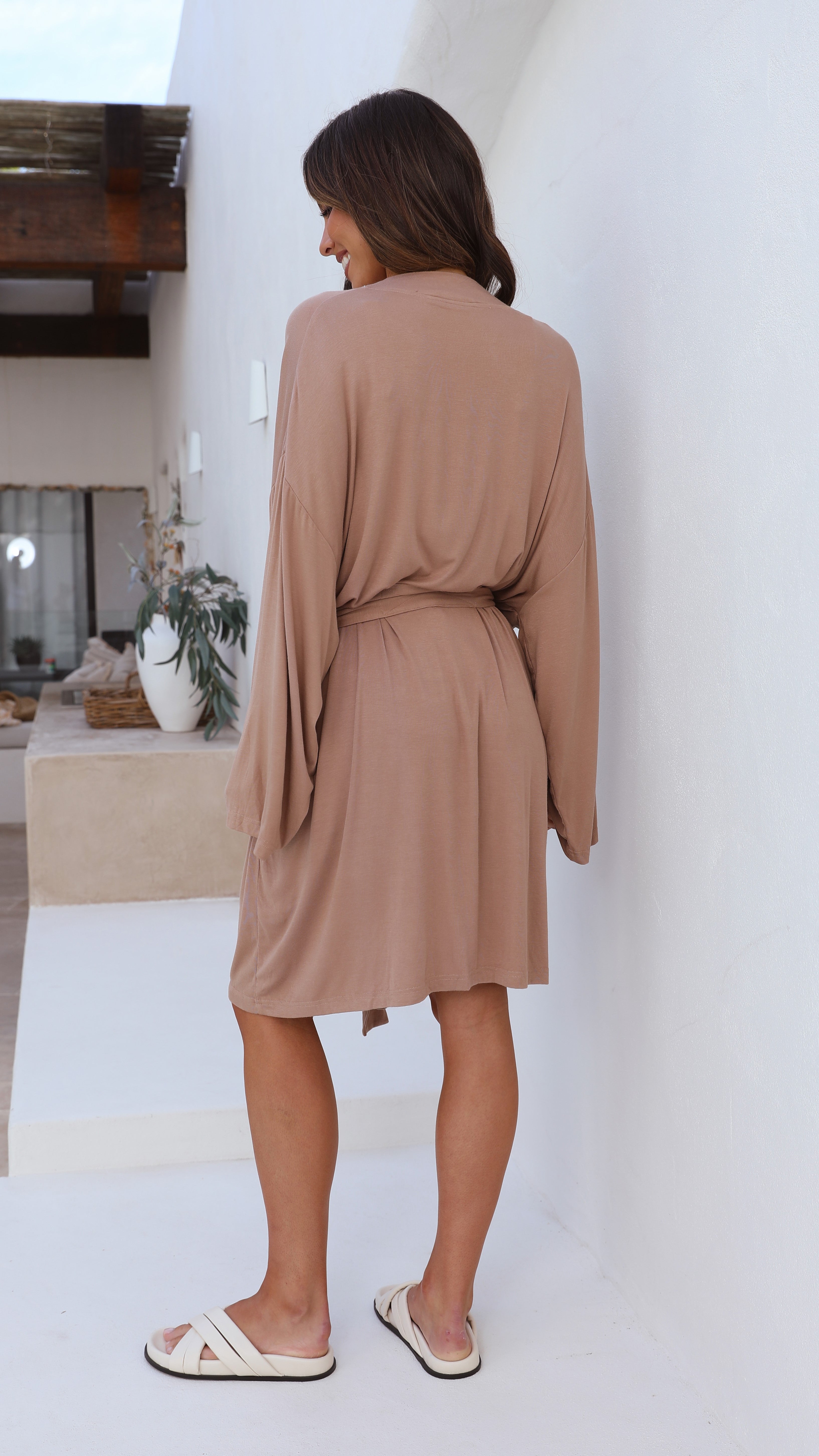 Carmen Short Robe - Light Brown-Sunshines Bliss