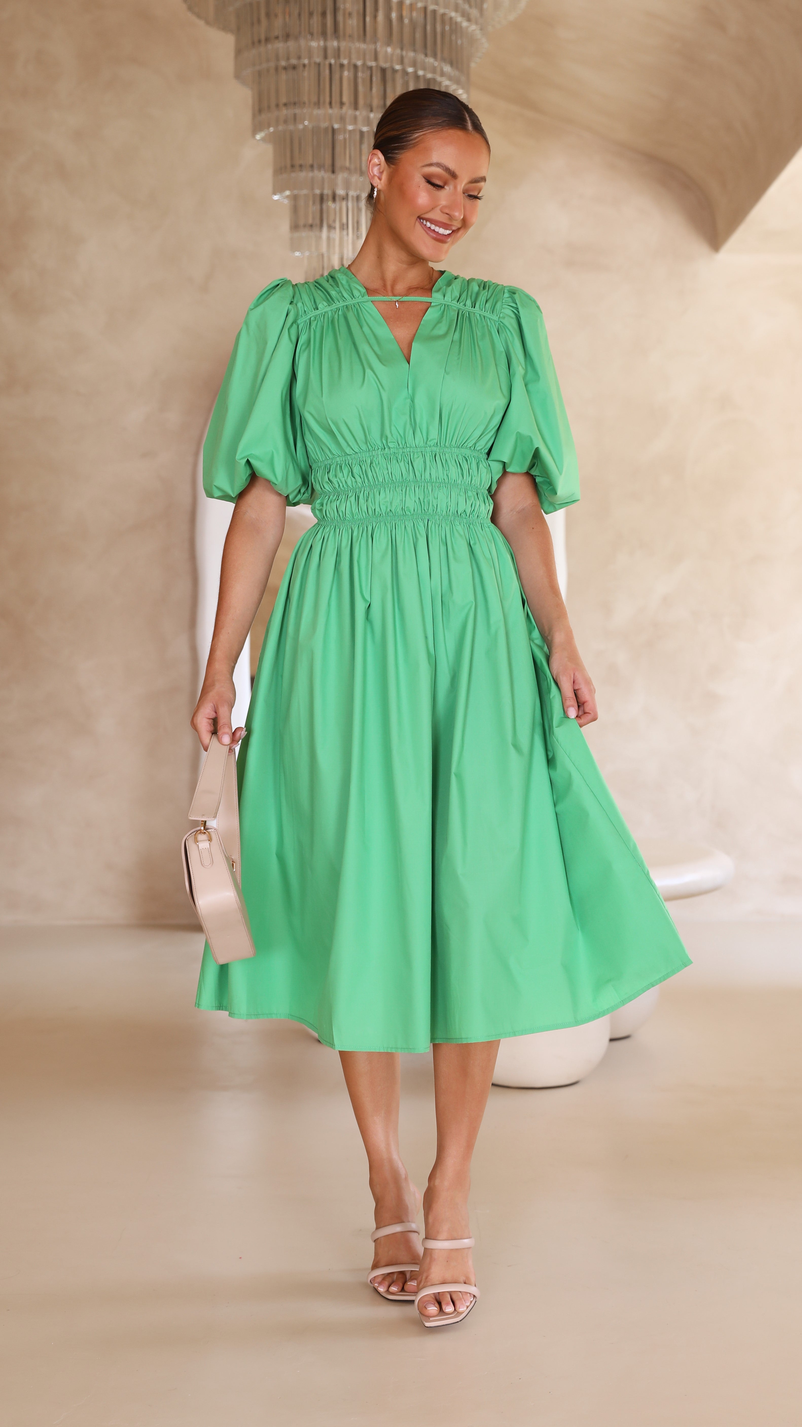 Jaymie Midi Dress - Green-Sunshines Bliss