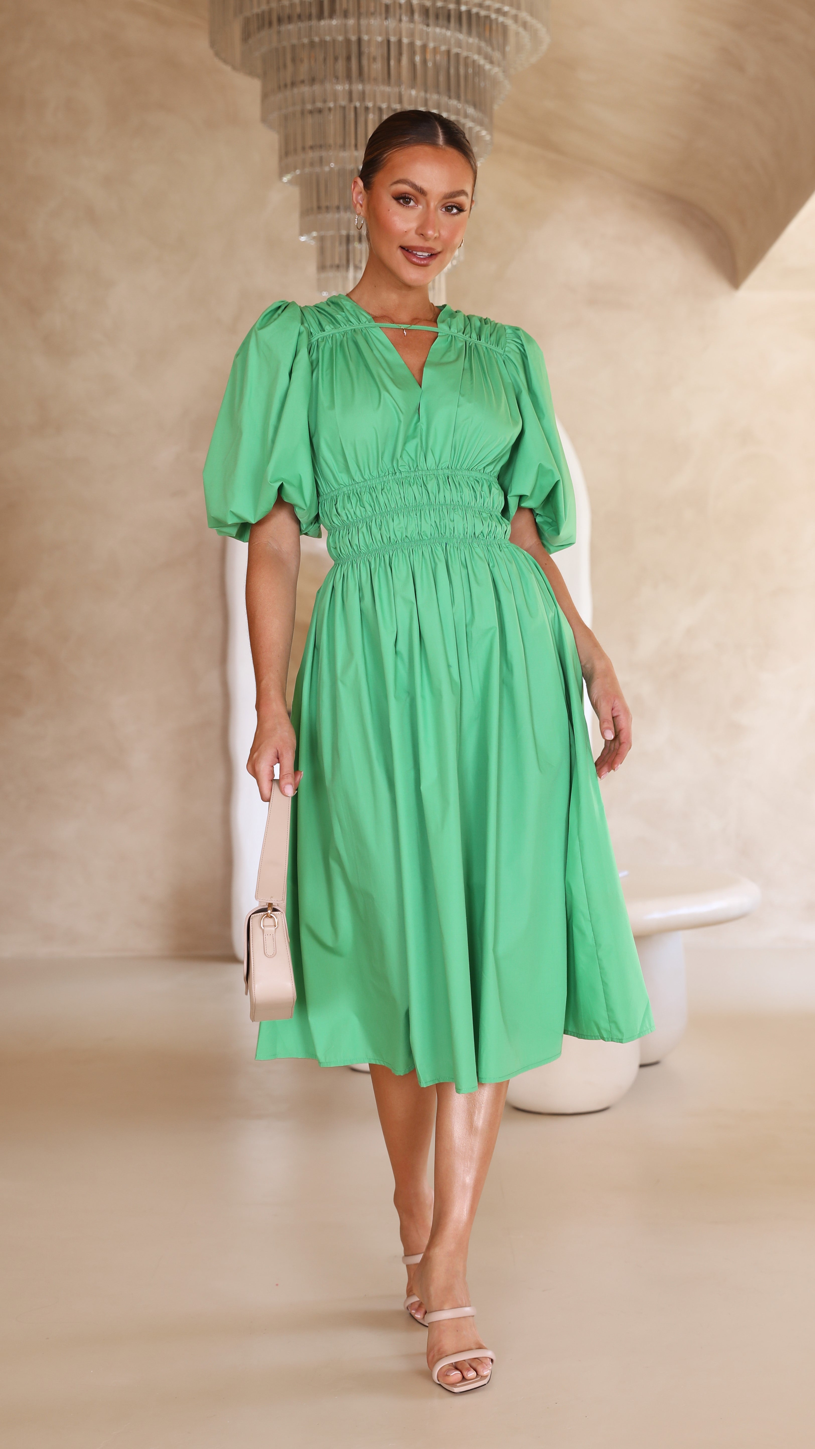Jaymie Midi Dress - Green-Sunshines Bliss