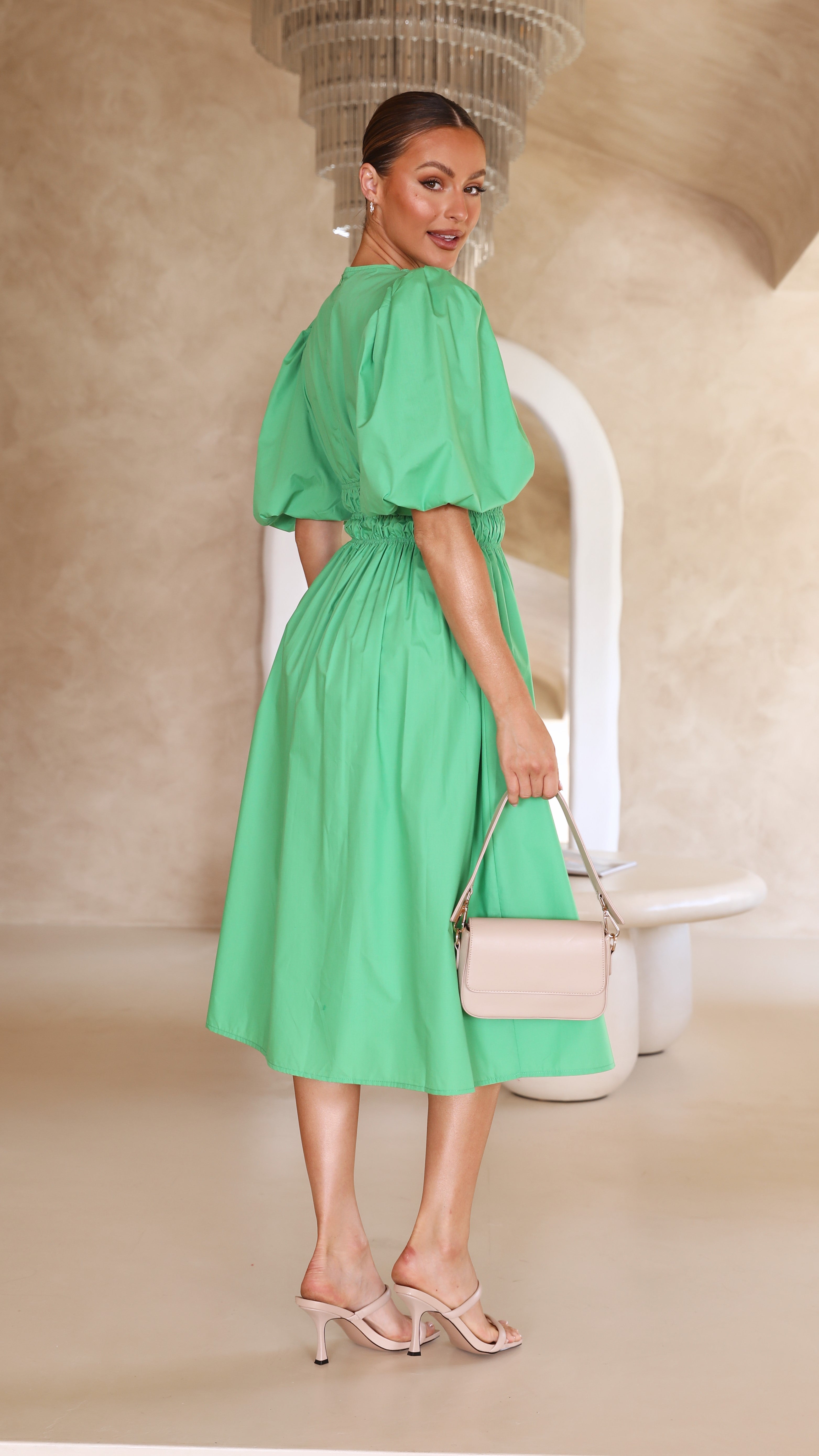 Jaymie Midi Dress - Green-Sunshines Bliss