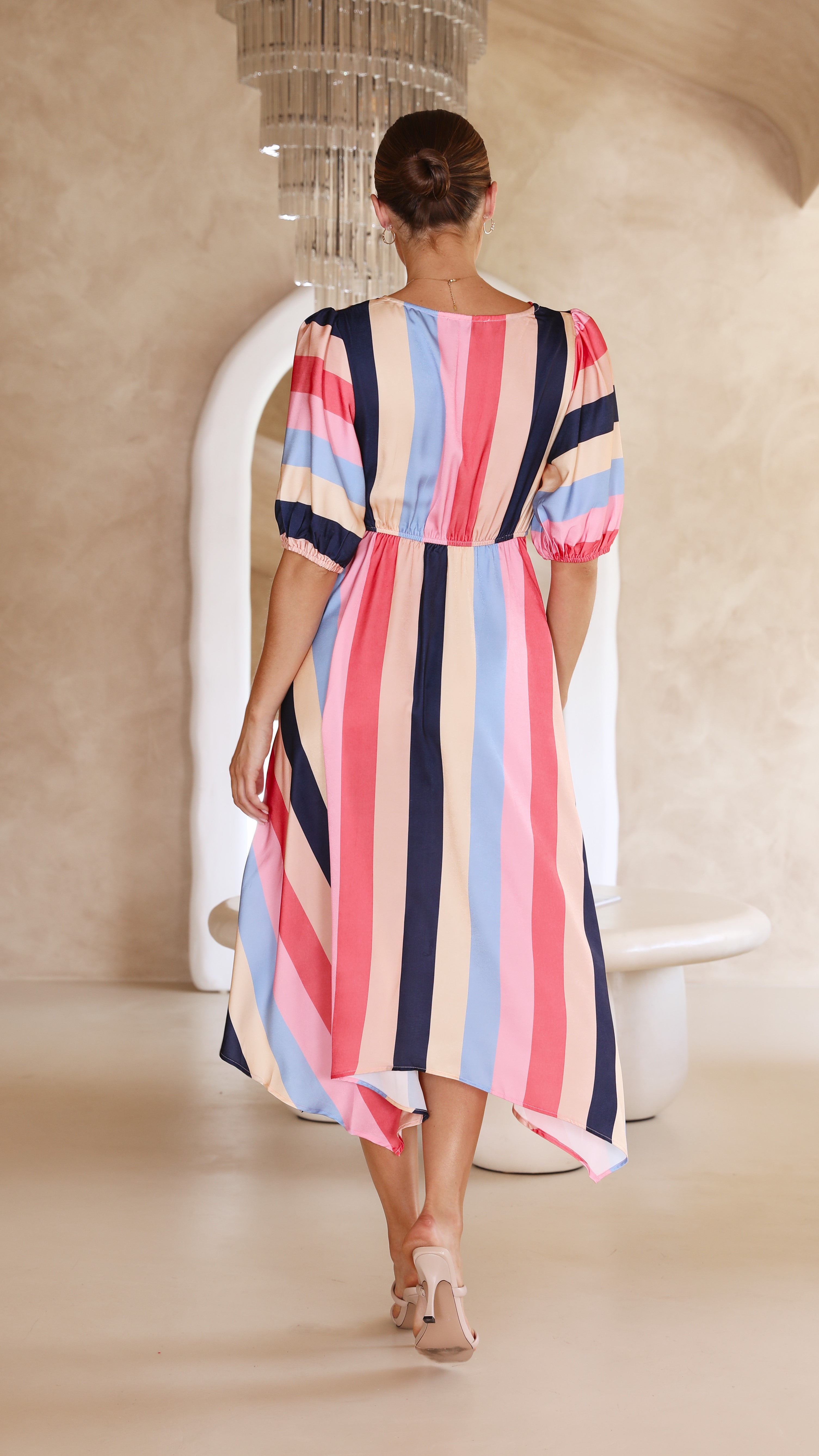 Corrina Midi Dress - Multi Stripe-Sunshines Bliss