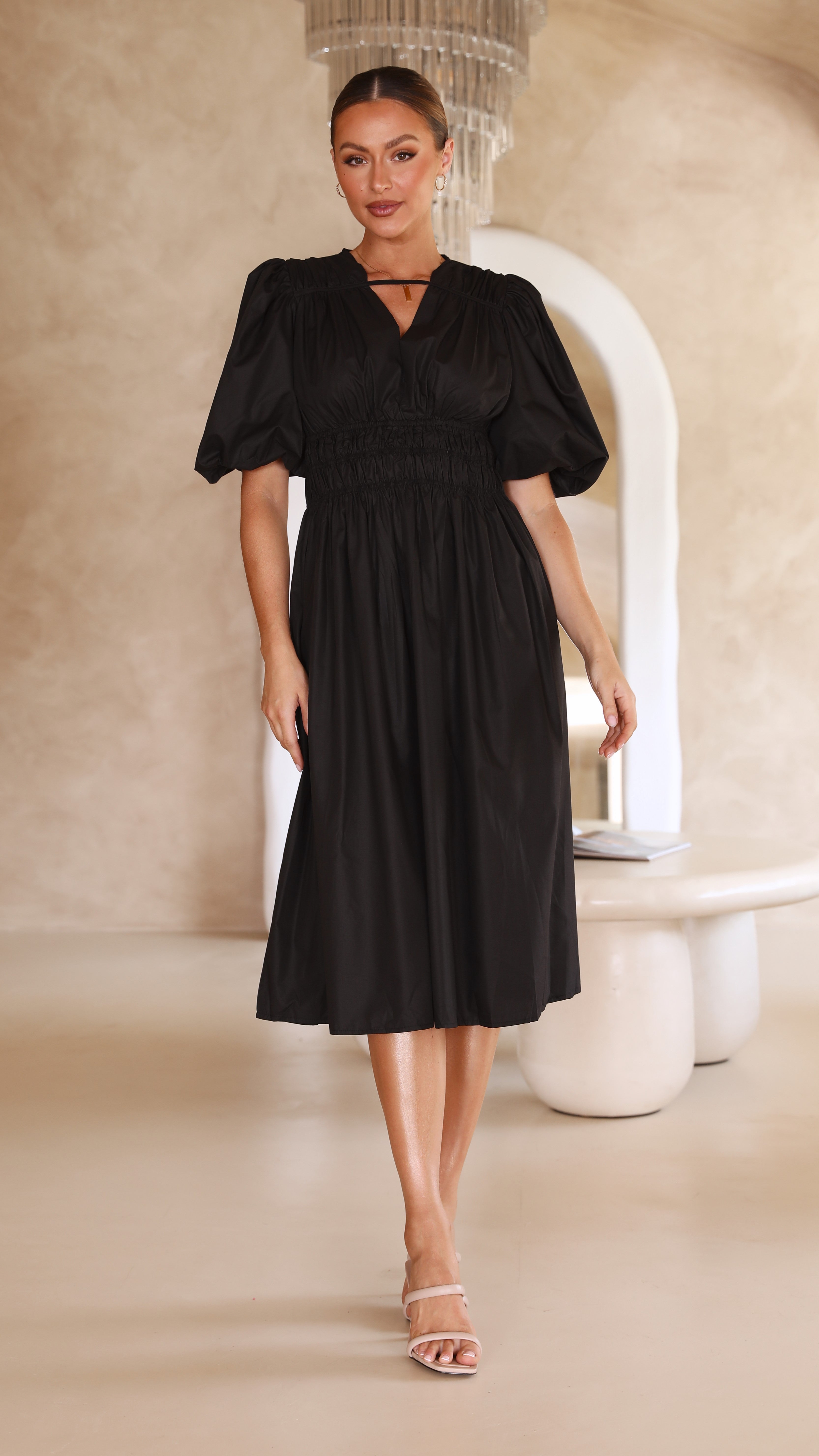Jaymie Midi Dress - Black-Sunshines Bliss