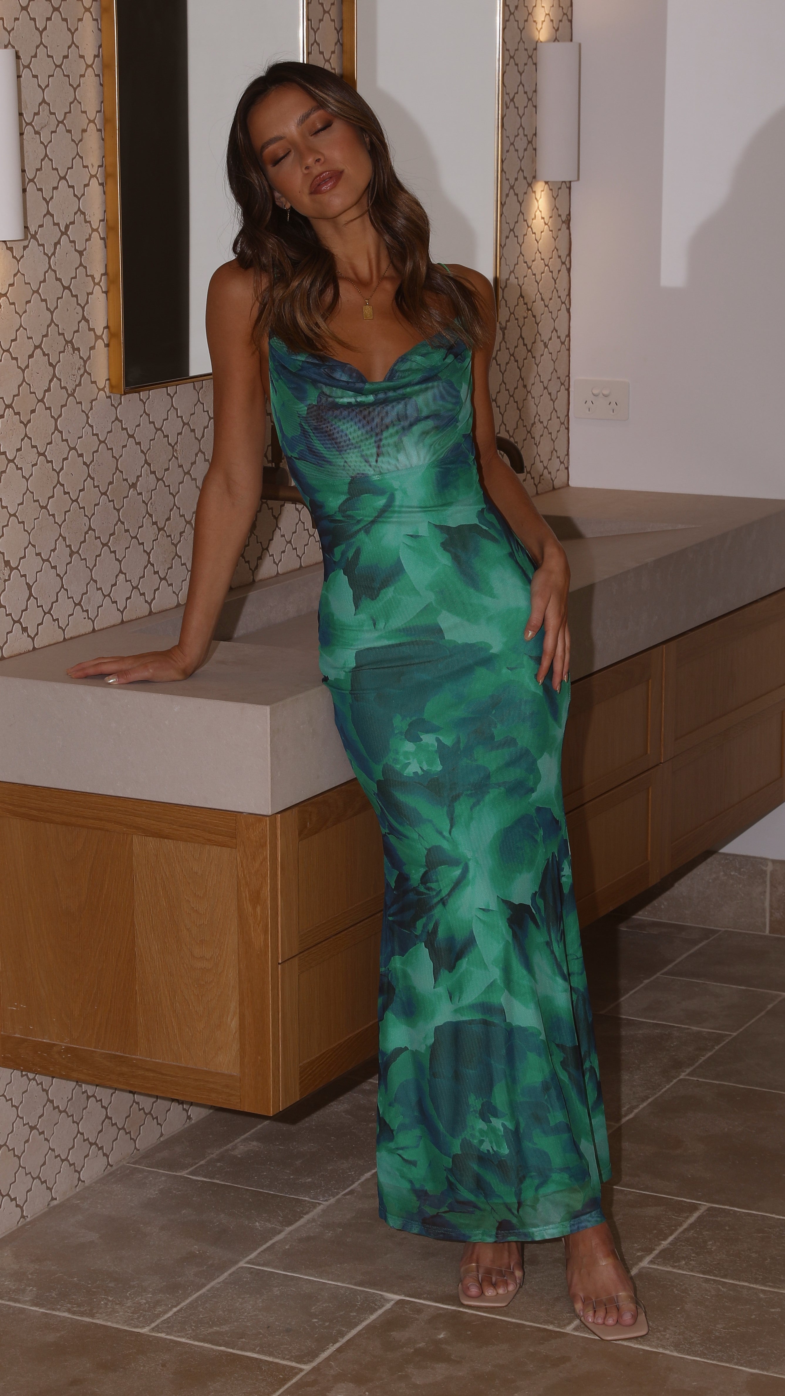 Kapri Slip Dress - Green Floral-Sunshines Bliss