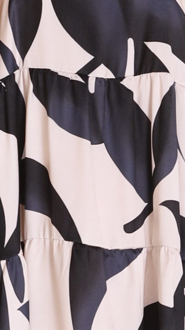 Melody Midi Dress - Champagne/Black-Sunshines Bliss