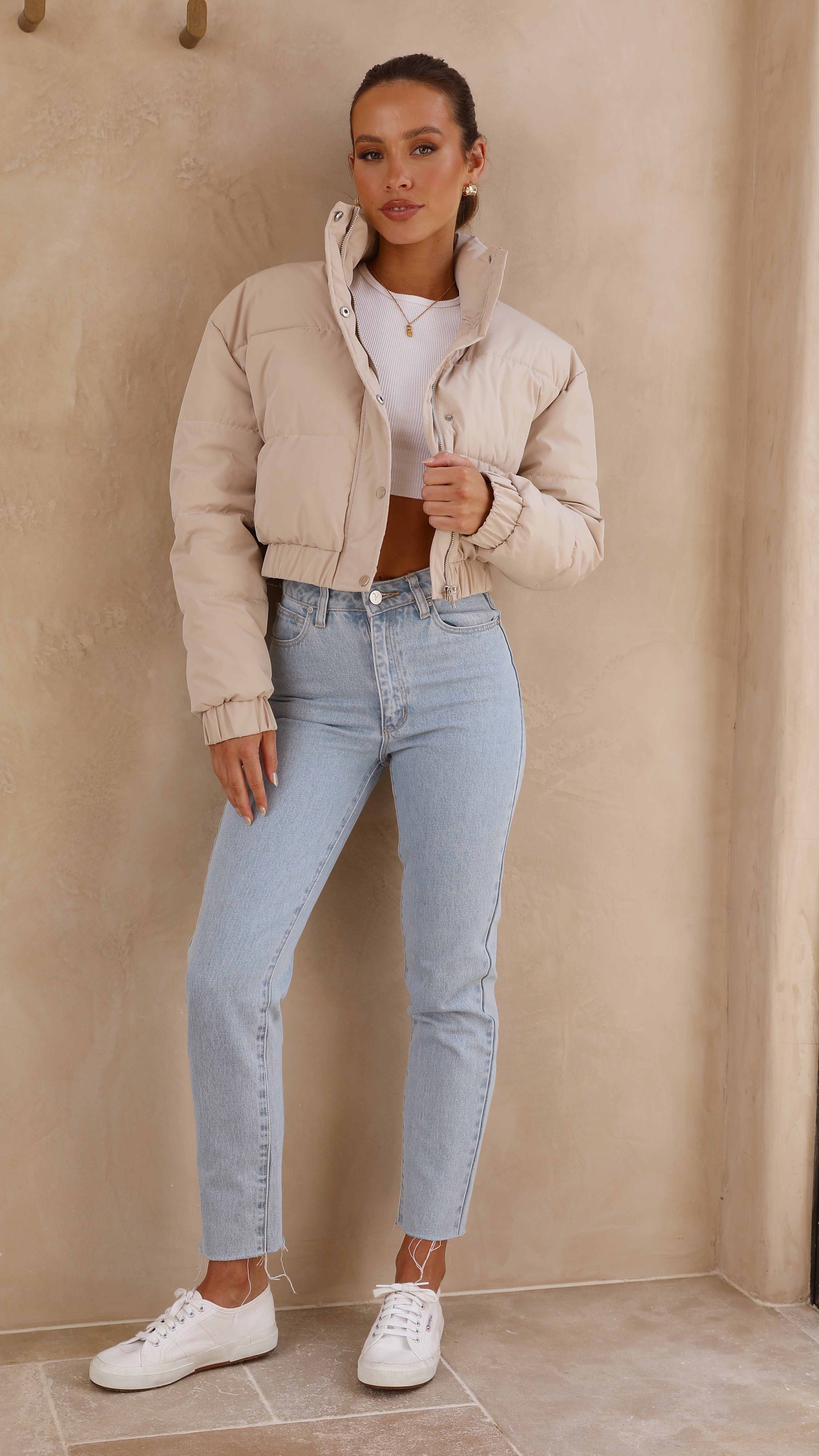 Scarlett Puffer Jacket - Taupe-Sunshines Bliss