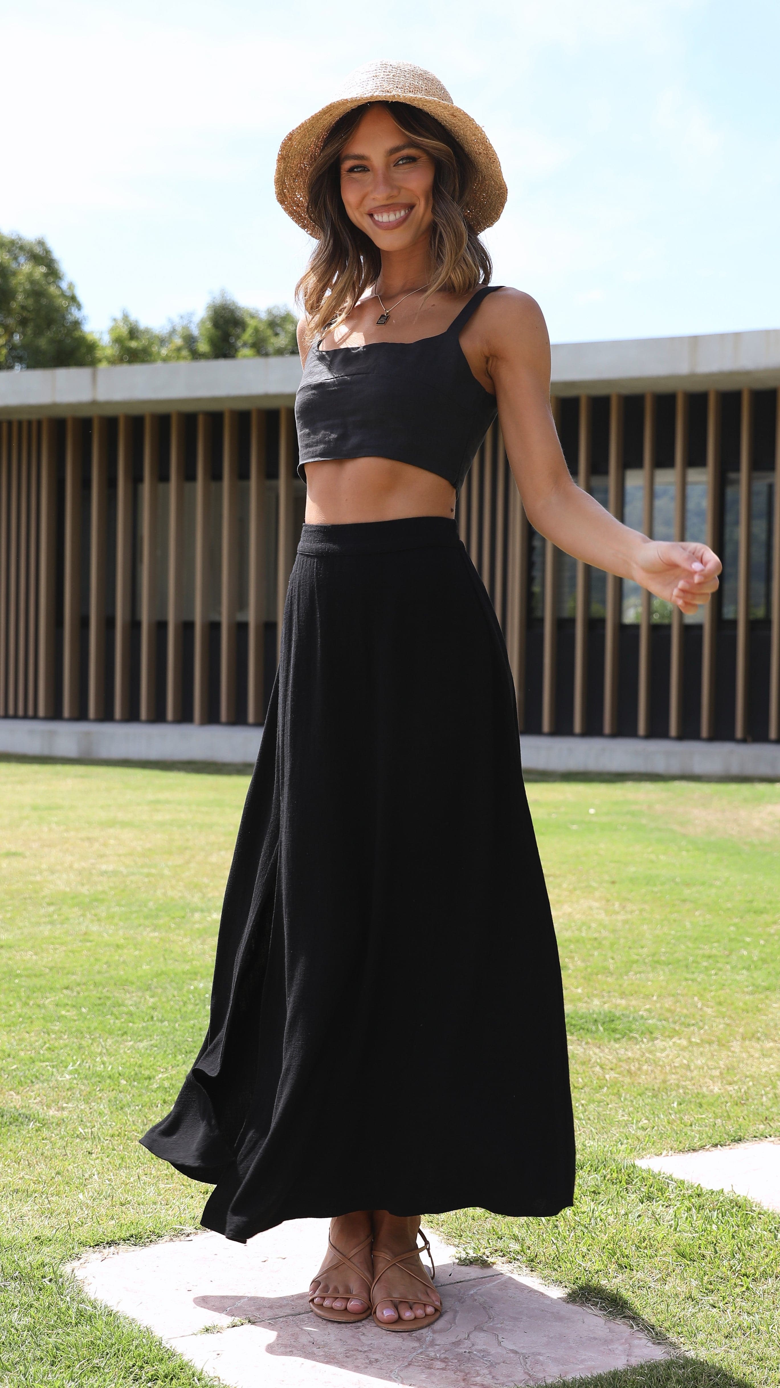 Hallie Maxi Skirt - Black-Sunshines Bliss