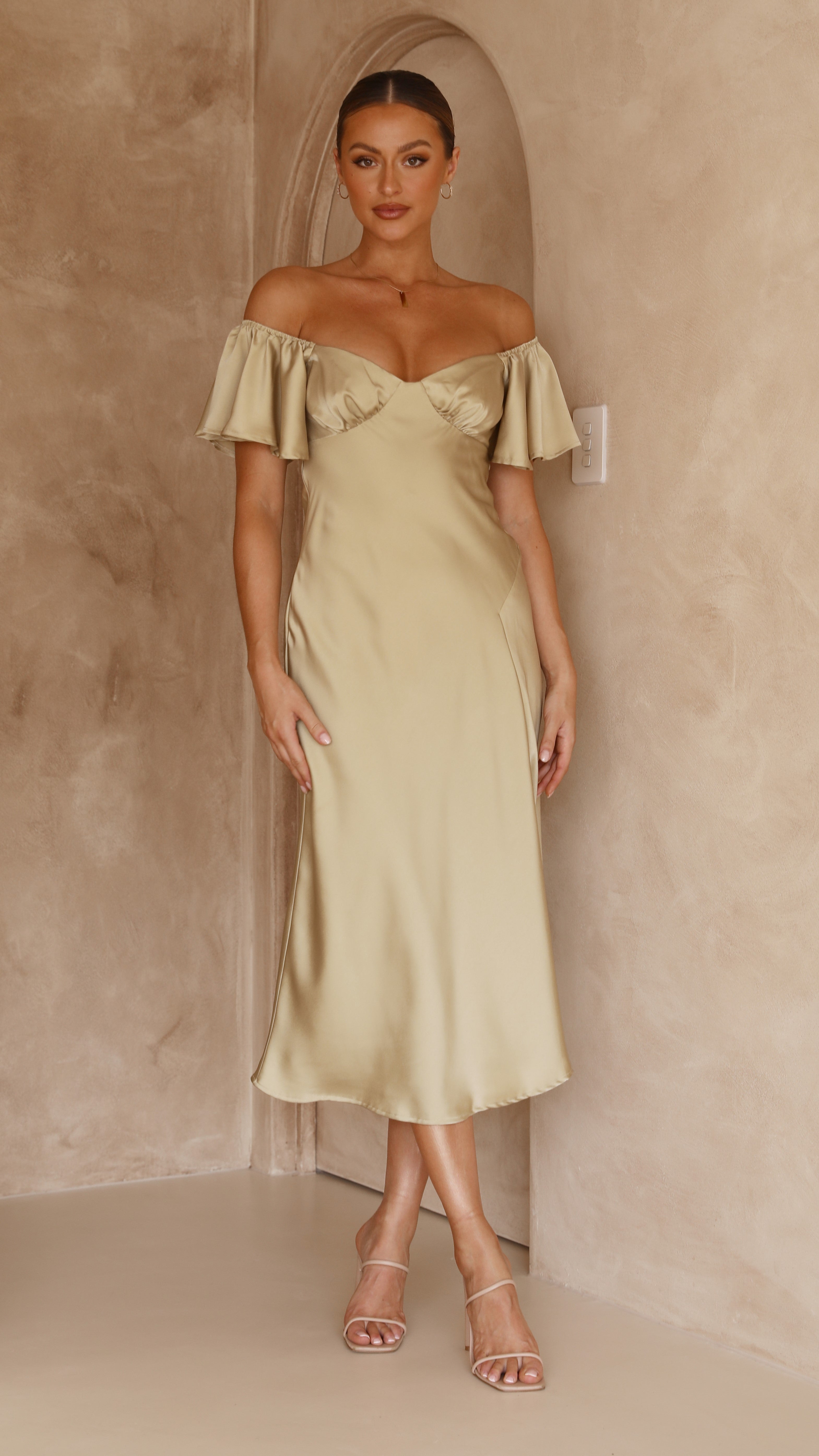 Louisa Midi Dress - Olive-Sunshines Bliss