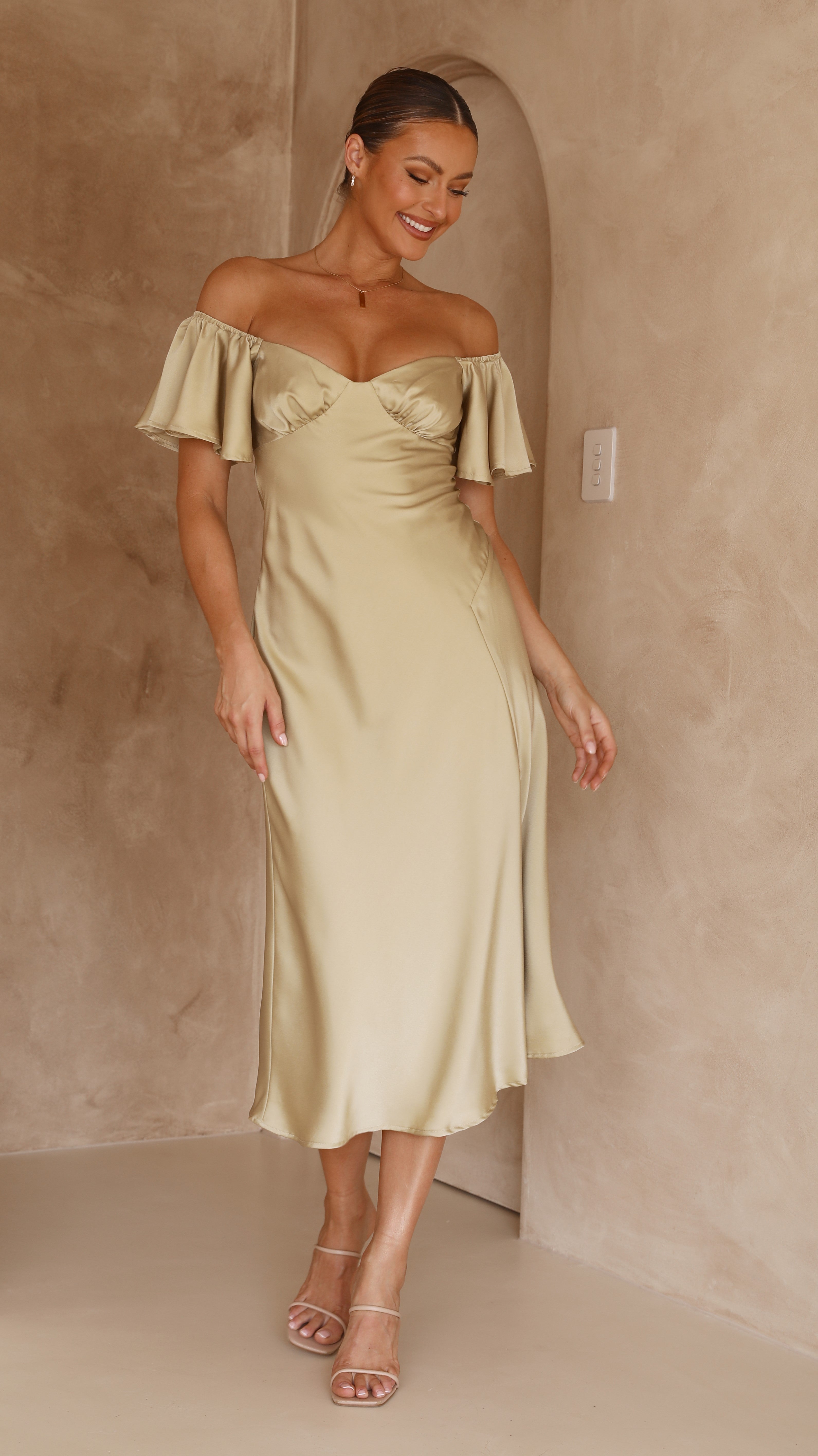 Louisa Midi Dress - Olive-Sunshines Bliss