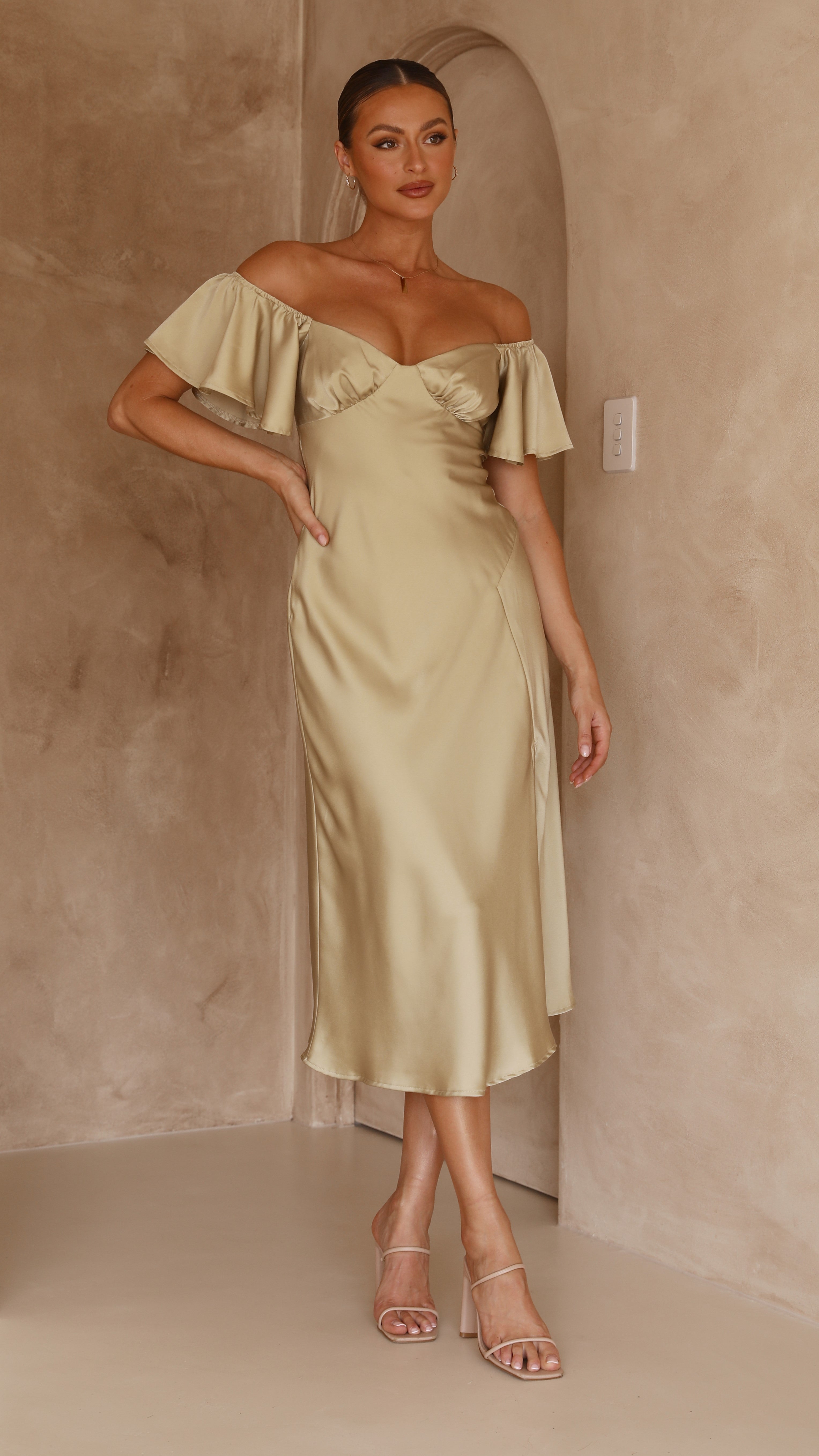 Louisa Midi Dress - Olive-Sunshines Bliss