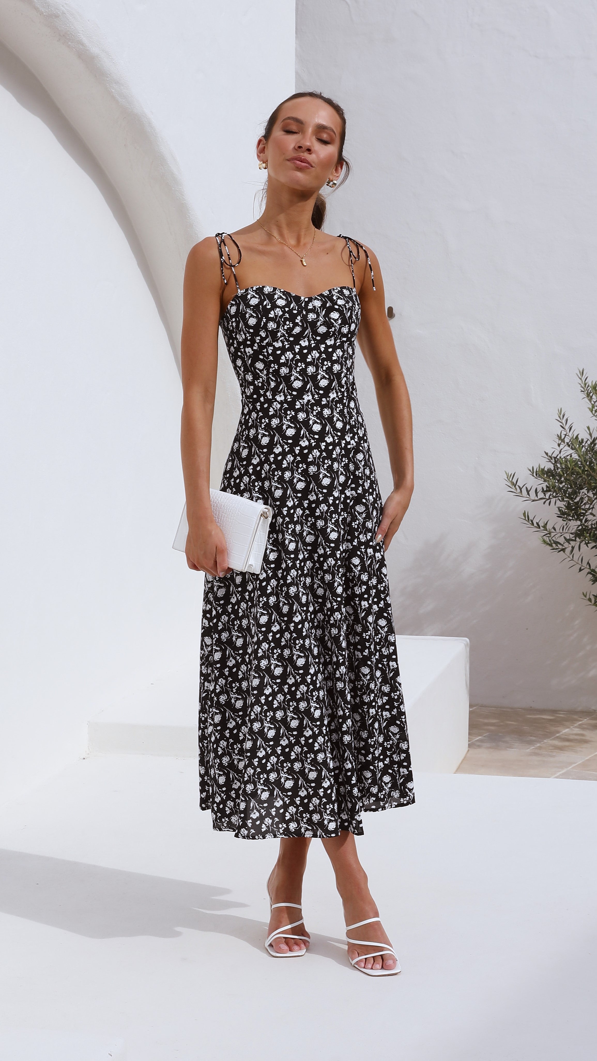 Kerstie Midi Dress - Black Floral-Sunshines Bliss