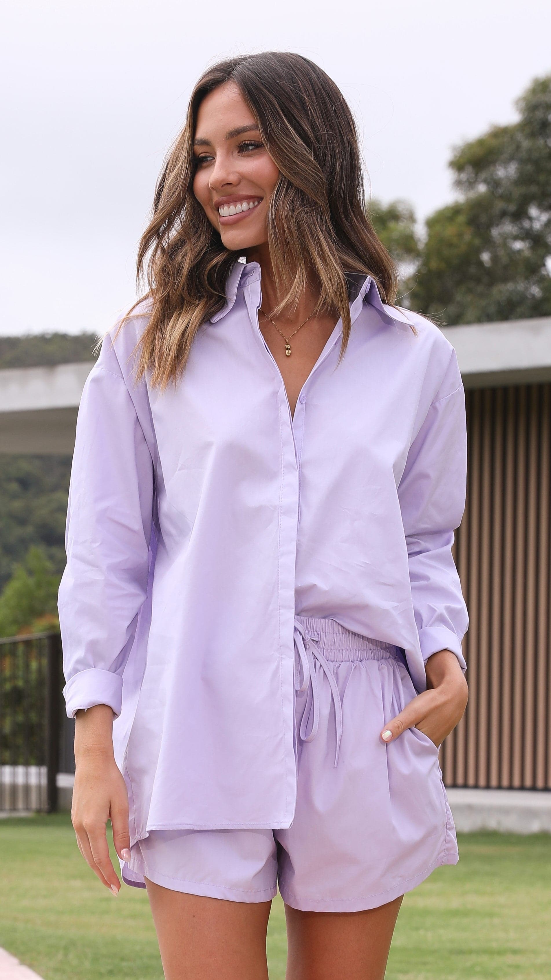 Stellan Button Up Shirt - Lilac-Sunshines Bliss