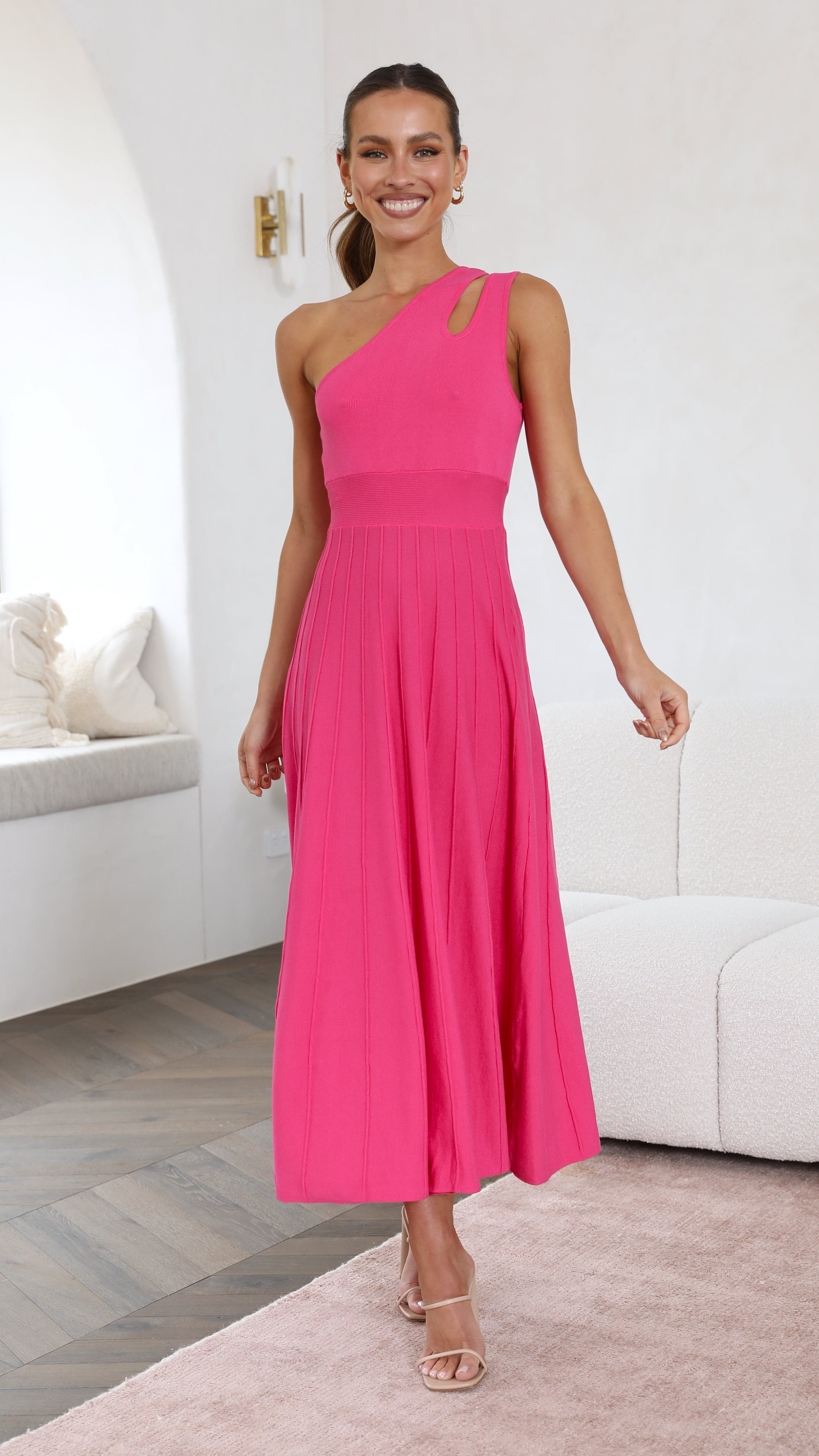 Nadia Midi Dress - Pink-Sunshines Bliss