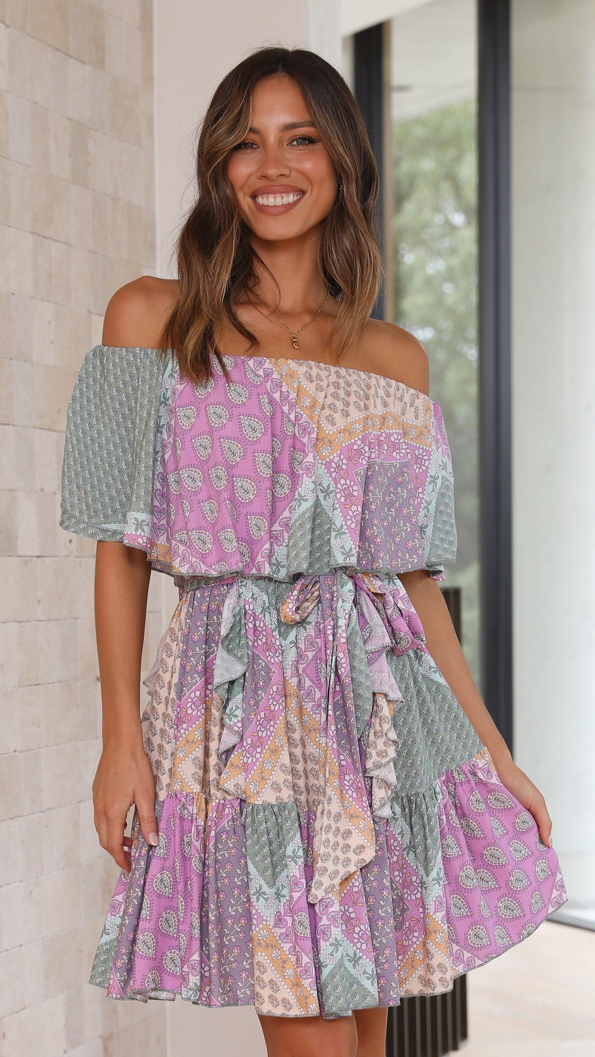 Georgie Mini Dress - Lavender Haze Print-Sunshines Bliss