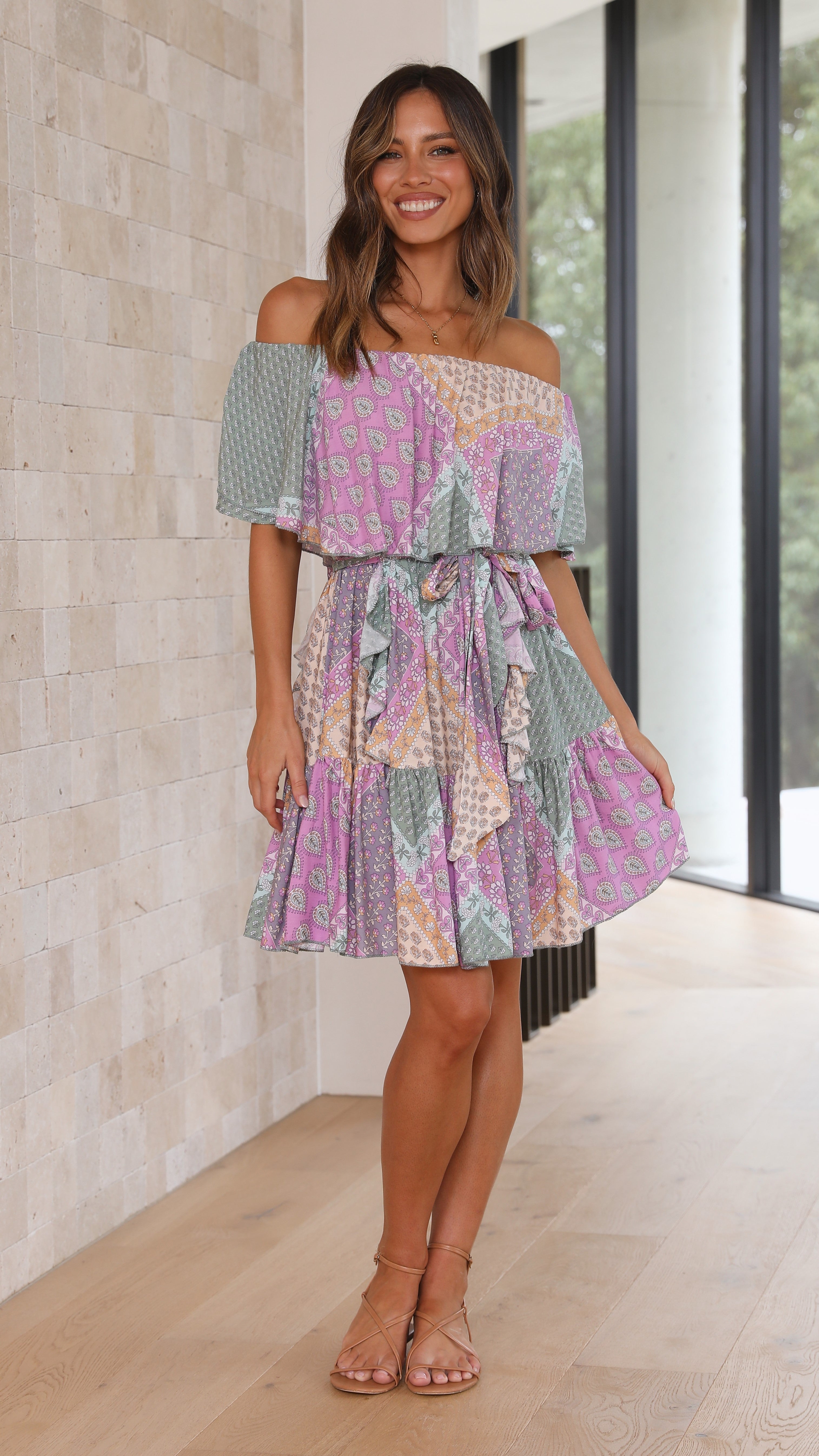 Georgie Mini Dress - Lavender Haze Print-Sunshines Bliss