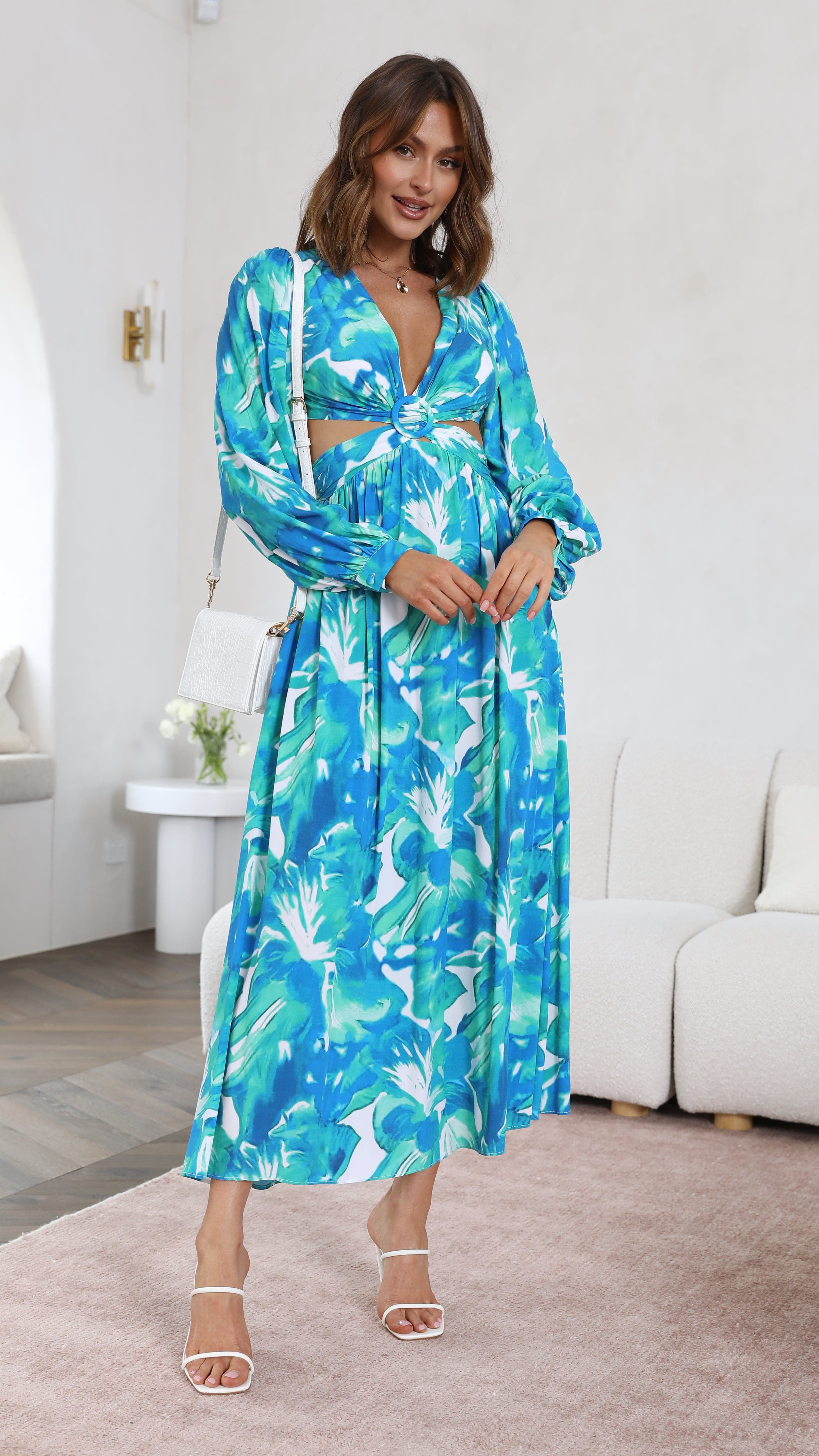 Bohdi Maxi Dress - Blue/Green-Sunshines Bliss