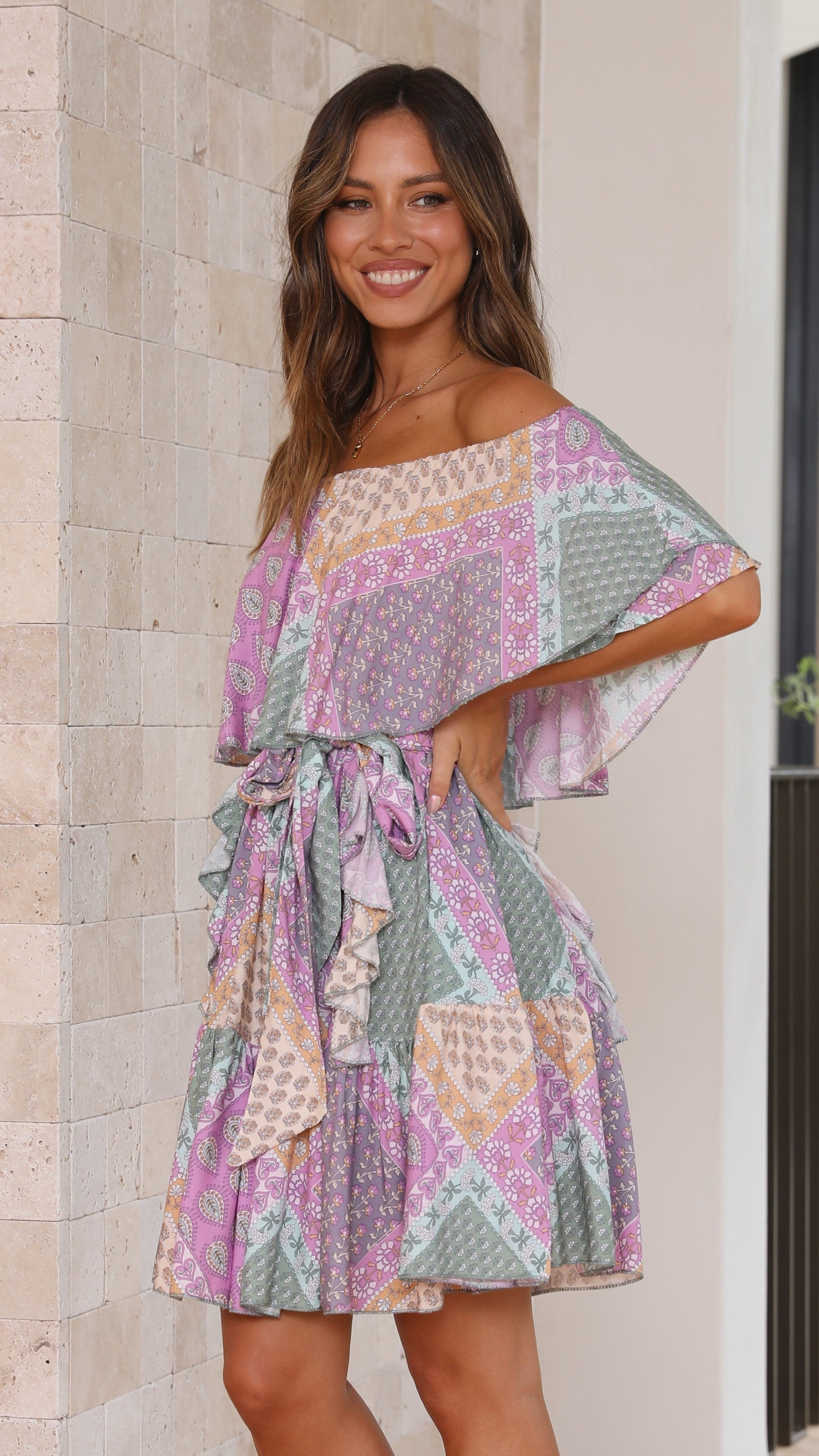 Georgie Mini Dress - Lavender Haze Print-Sunshines Bliss