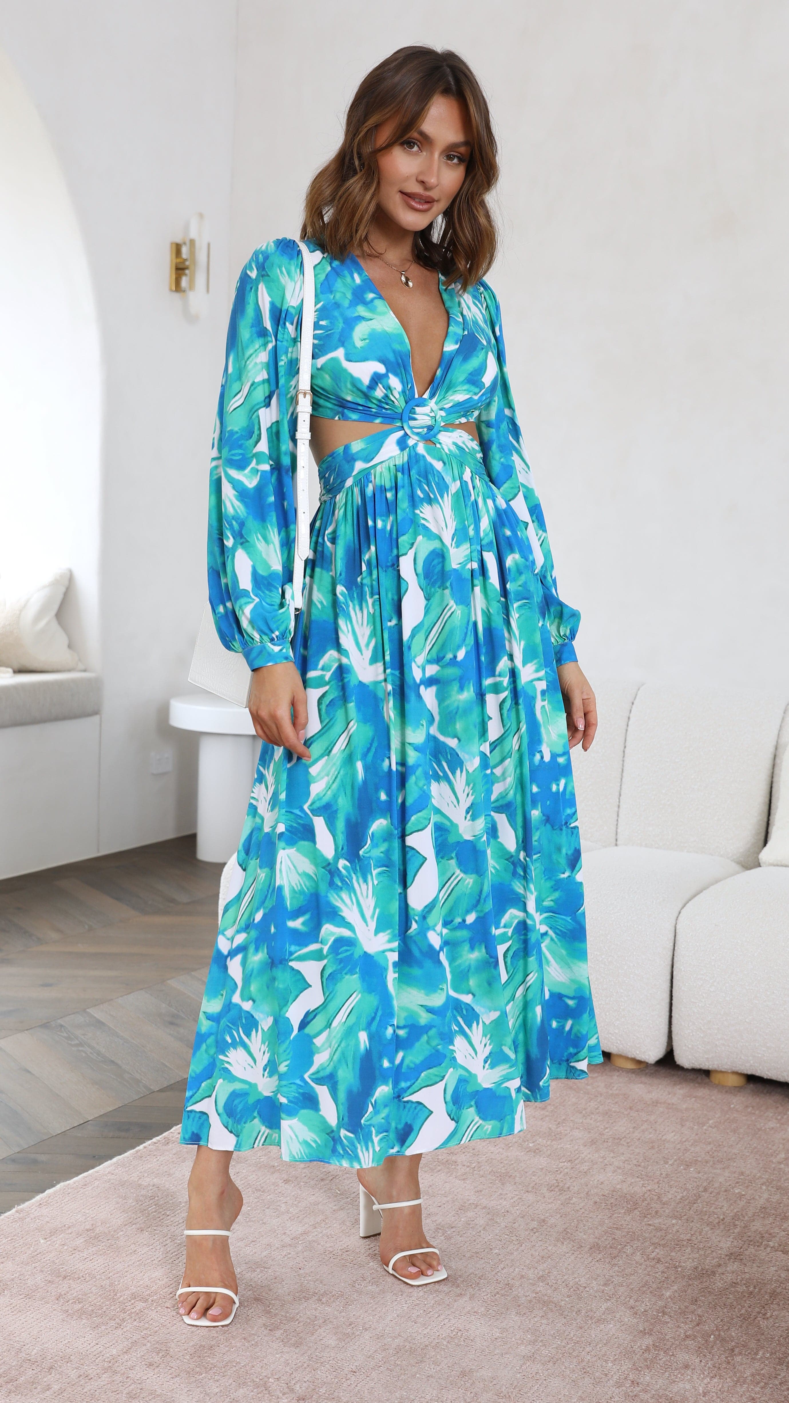 Bohdi Maxi Dress - Blue/Green-Sunshines Bliss