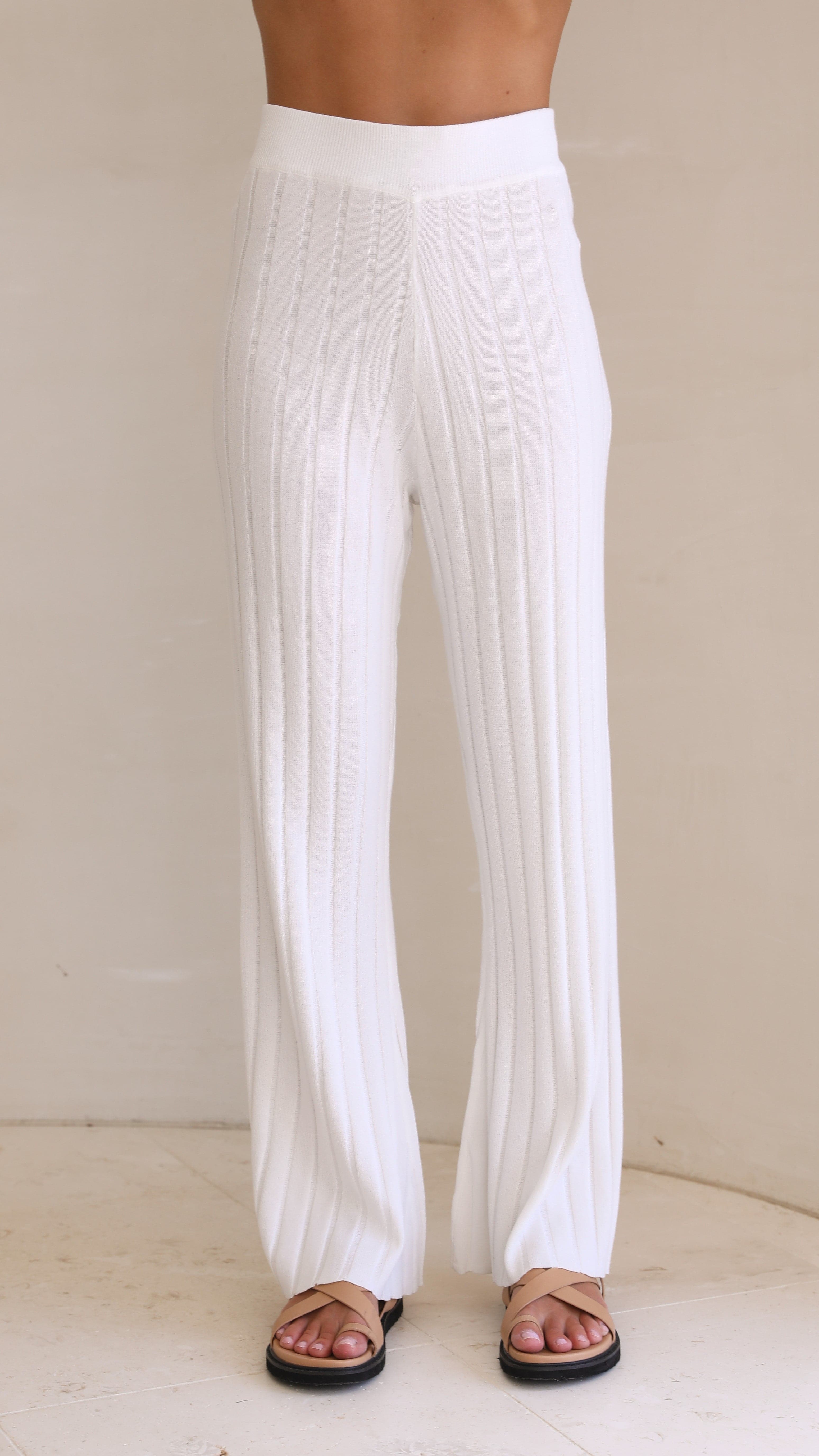 Megan Knit Pants - White-Sunshines Bliss